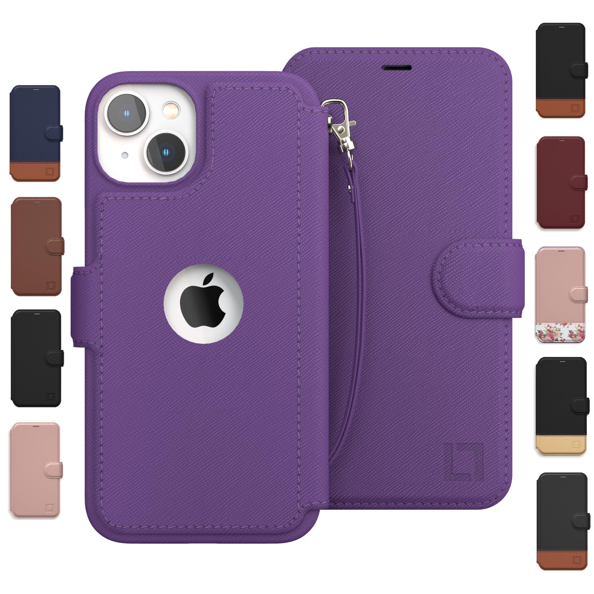 LUPA Legacy iPhone 14 Wallet Case for Women and Men, Case with Card Holder [Slim & Protective] for Apple 14 (6.1”), Leather i-Phone Cover, Cute Phone Case, Blue & Brown, Desert Sky