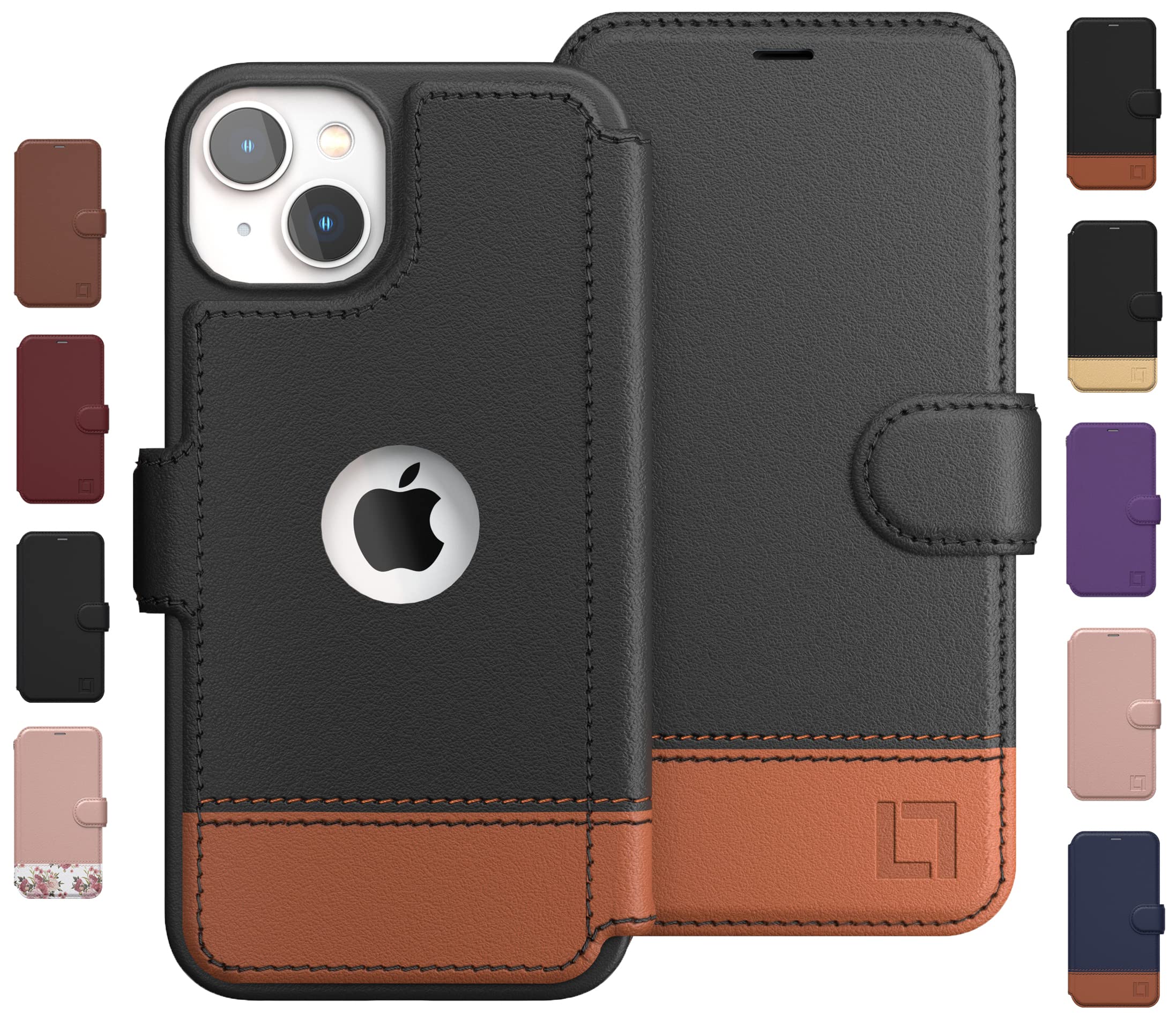LUPA Legacy iPhone 14 Wallet Case for Women and Men, Case with Card Holder [Slim & Protective] for Apple 14 (6.1”), Leather i-Phone Cover, Cute Phone Case, Blue & Brown, Desert Sky