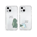 Fluzatas Matching Couple Phone Cases for iPhone 15 Cute Four Corners Air Cushion Shockproof Anti Drop Cell Phone Case (Dino)