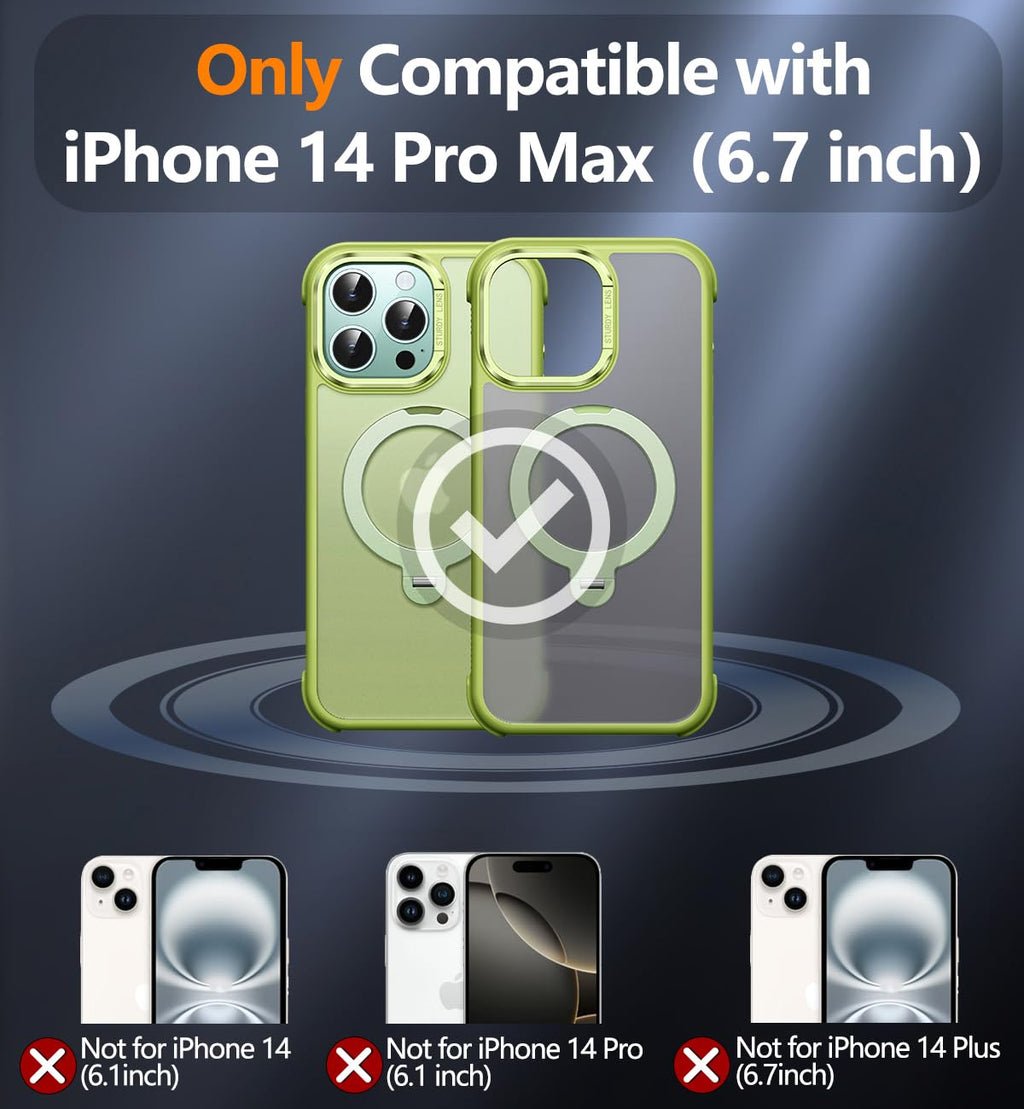 Reukdnv [Invisible 360° Spin Stand Magnetic Ring for iPhone 16 Pro Case [Compatible with MagSafe][Translucent Matte Back] Military Drop Protection Shockproof Cover with Kickstand 6.3", Deep Blue