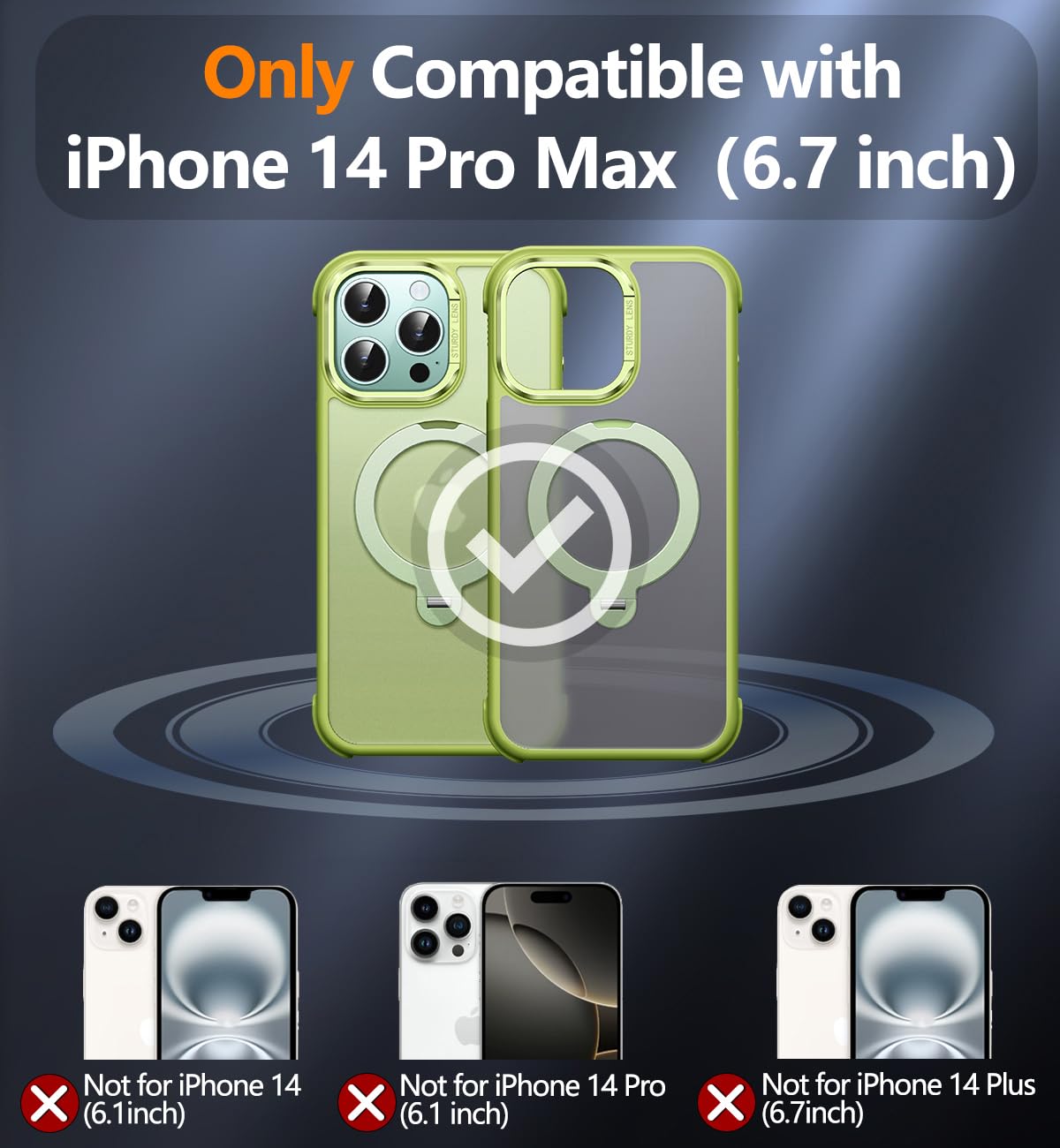 Reukdnv [Invisible 360° Spin Stand Magnetic Ring for iPhone 16 Pro Case [Compatible with MagSafe][Translucent Matte Back] Military Drop Protection Shockproof Cover with Kickstand 6.3", Deep Blue