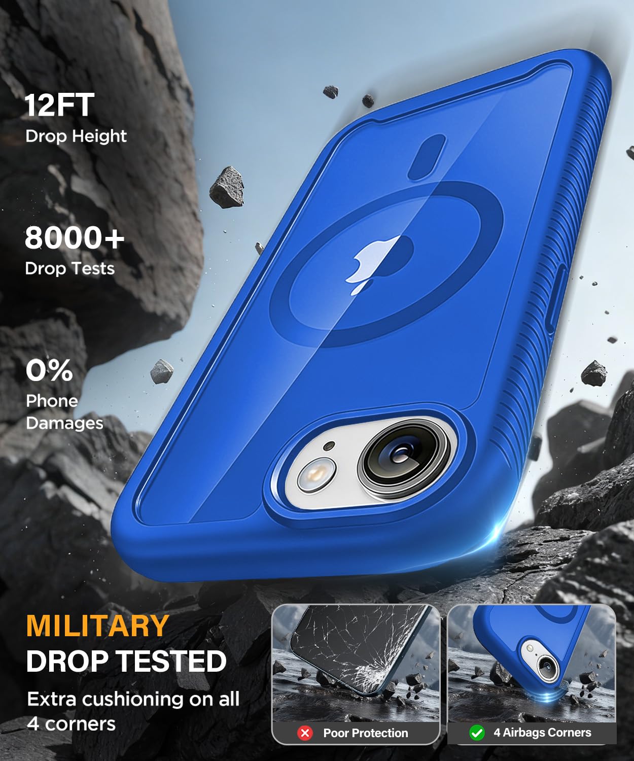 Magnetic for iPhone 15 Case with Built-in Sensitive Screen Protector, Full-Body Dual Front & Back Protective Phone Case [Compatible with MagSafe] Drop Proof 15 Cover 6.1 Inch, Black