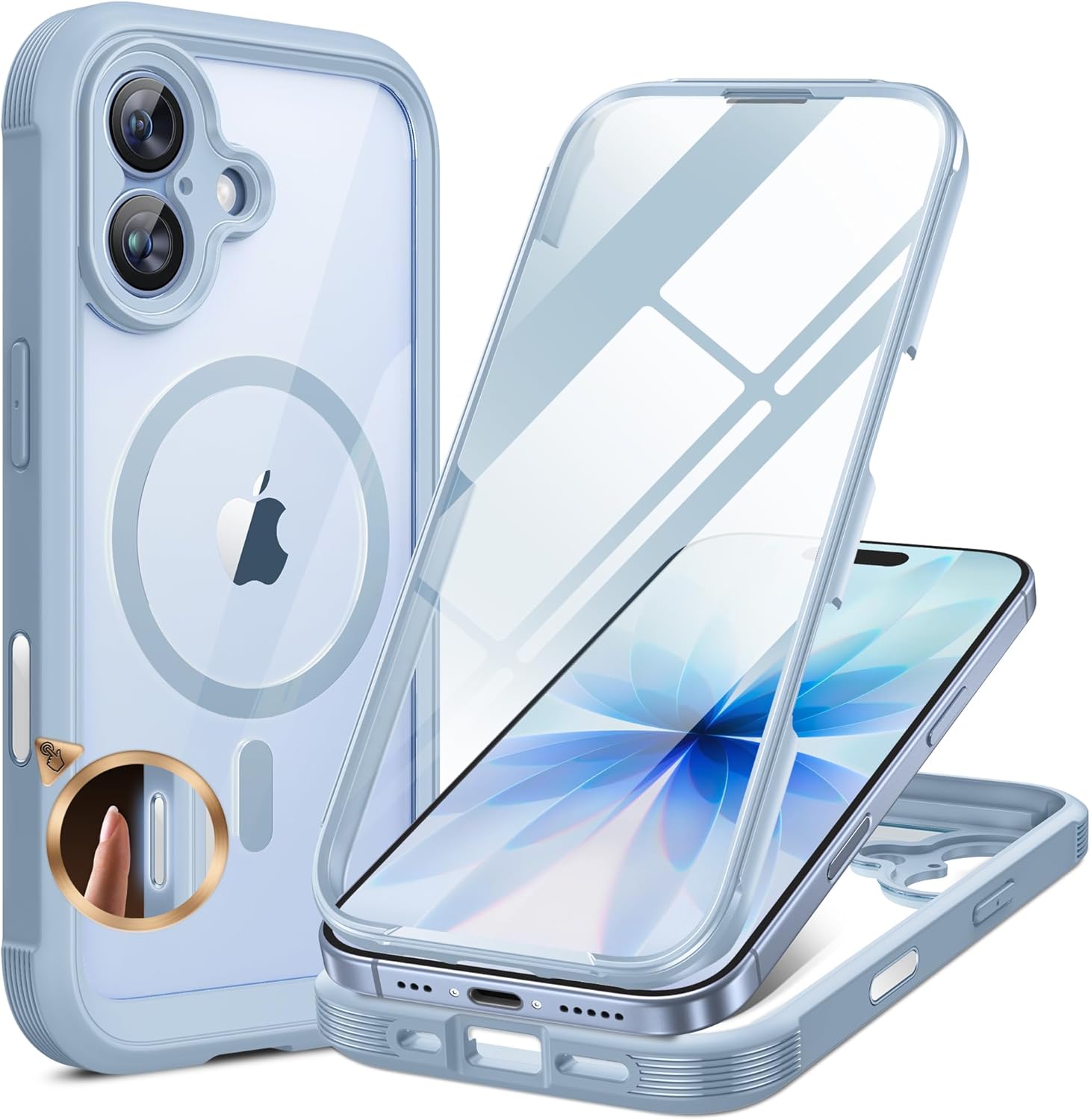 Miracase for iPhone 16 Case 6.1'', Full-Body Bumper Phone case with Built-in Full Glass Screen &Camera Control,No Gap,Compatible with MagSafe,Drop Proof 16 Cover,Black