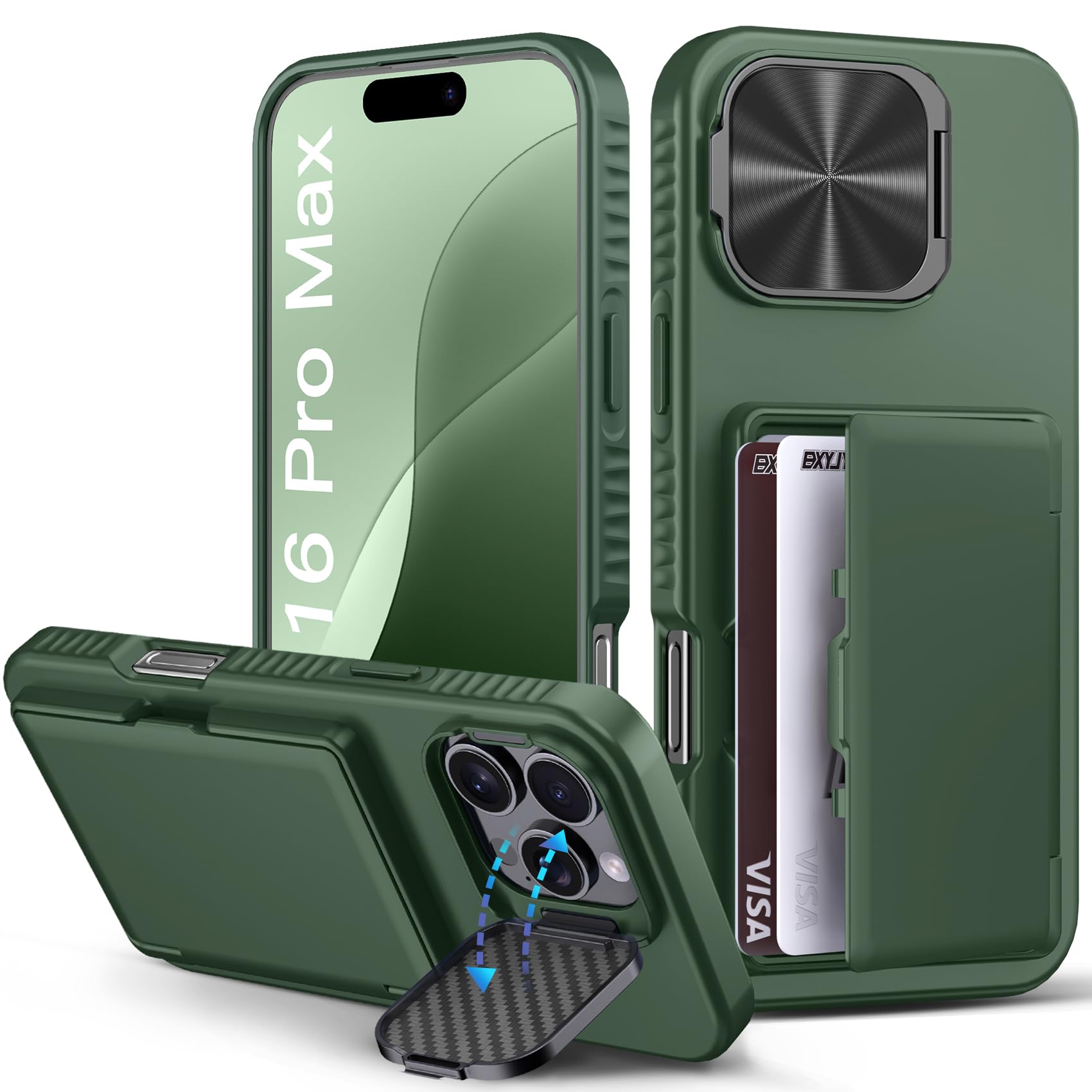 BXYJY for iPhone 15, iPhone 14, iPhone 13 Wallet Case with Card Holder(4-5 Cards), Slide Camera Cover, Military Drop & RFID Protection, Heavy Duty Women Men Phone Case for iPhone 15/14/13, Black