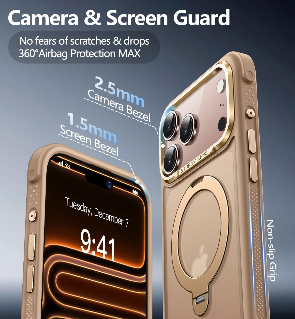 Reukdnv [Invisible 360° Spin Stand Magnetic Ring for iPhone 16 Pro Case [Compatible with MagSafe][Translucent Matte Back] Military Drop Protection Shockproof Cover with Kickstand 6.3", Deep Blue