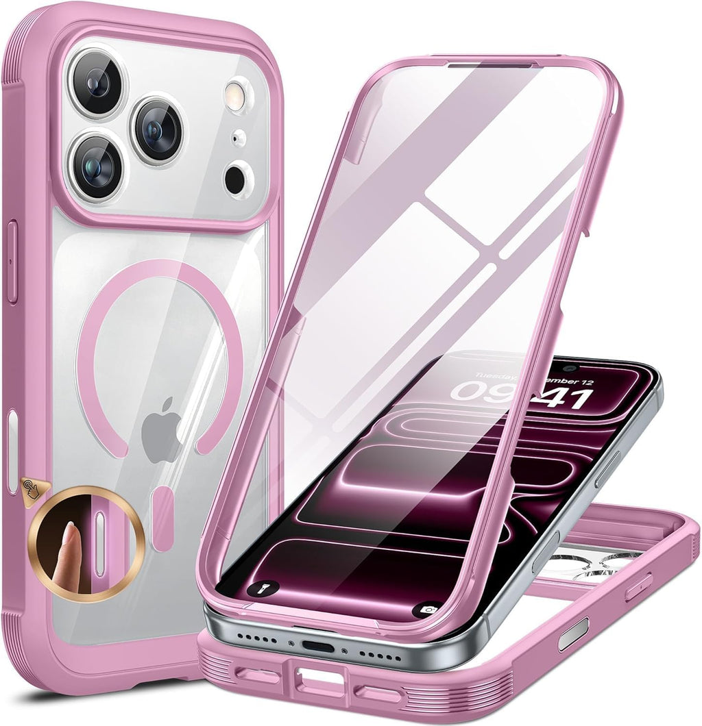 Miracase for iPhone 16 Case 6.1'', Full-Body Bumper Phone case with Built-in Full Glass Screen &Camera Control,No Gap,Compatible with MagSafe,Drop Proof 16 Cover,Black