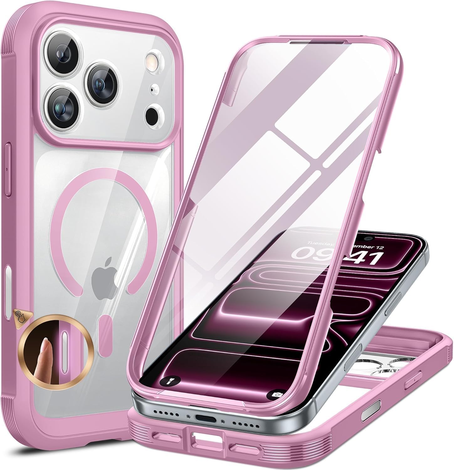 Miracase for iPhone 16 Case 6.1'', Full-Body Bumper Phone case with Built-in Full Glass Screen &Camera Control,No Gap,Compatible with MagSafe,Drop Proof 16 Cover,Black