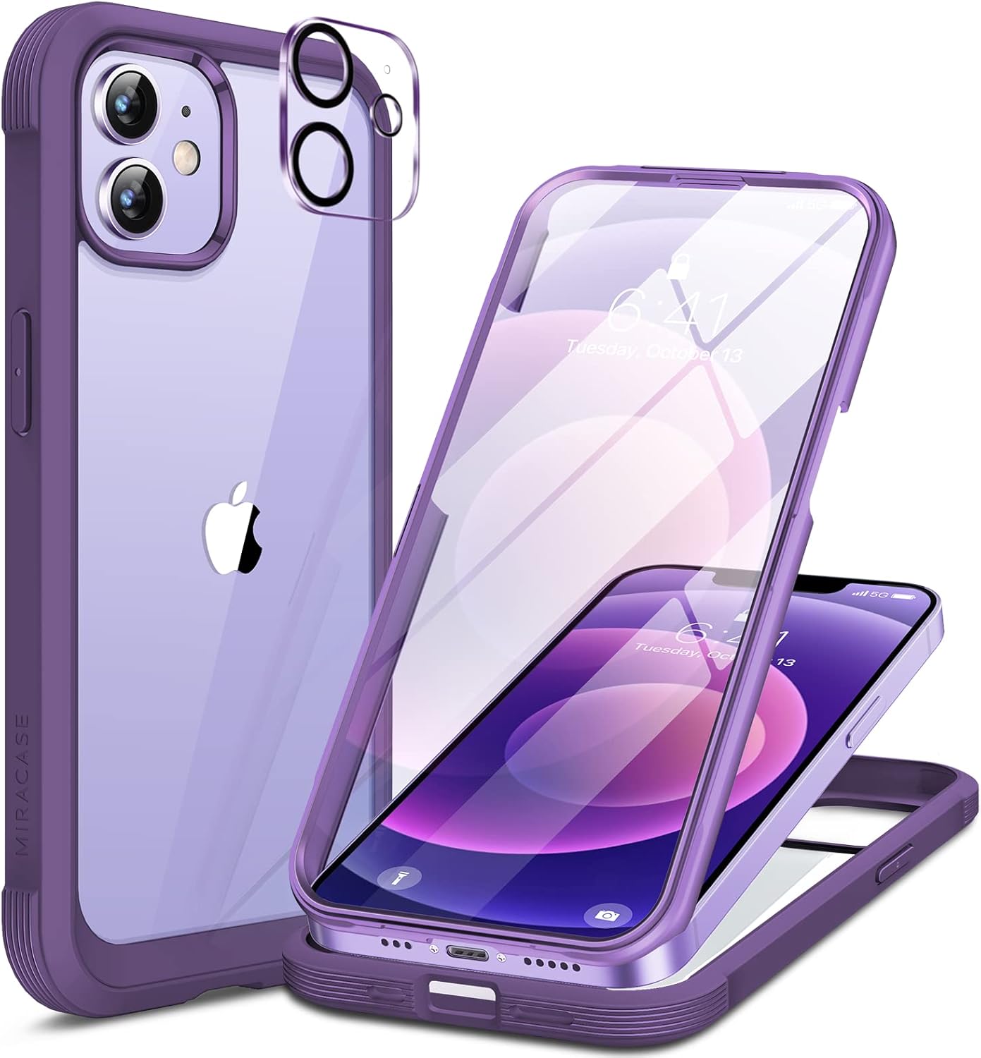 Miracase for iPhone 16 Case 6.1'', Full-Body Bumper Phone case with Built-in Full Glass Screen &Camera Control,No Gap,Compatible with MagSafe,Drop Proof 16 Cover,Black