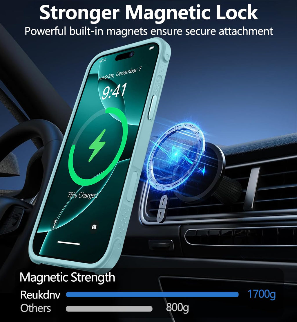 Reukdnv [Invisible 360° Spin Stand Magnetic Ring for iPhone 16 Pro Case [Compatible with MagSafe][Translucent Matte Back] Military Drop Protection Shockproof Cover with Kickstand 6.3", Deep Blue