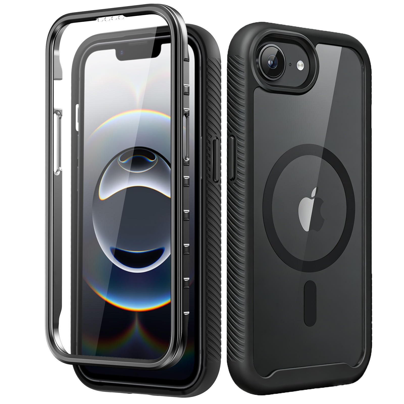 Magnetic for iPhone 15 Case with Built-in Sensitive Screen Protector, Full-Body Dual Front & Back Protective Phone Case [Compatible with MagSafe] Drop Proof 15 Cover 6.1 Inch, Black