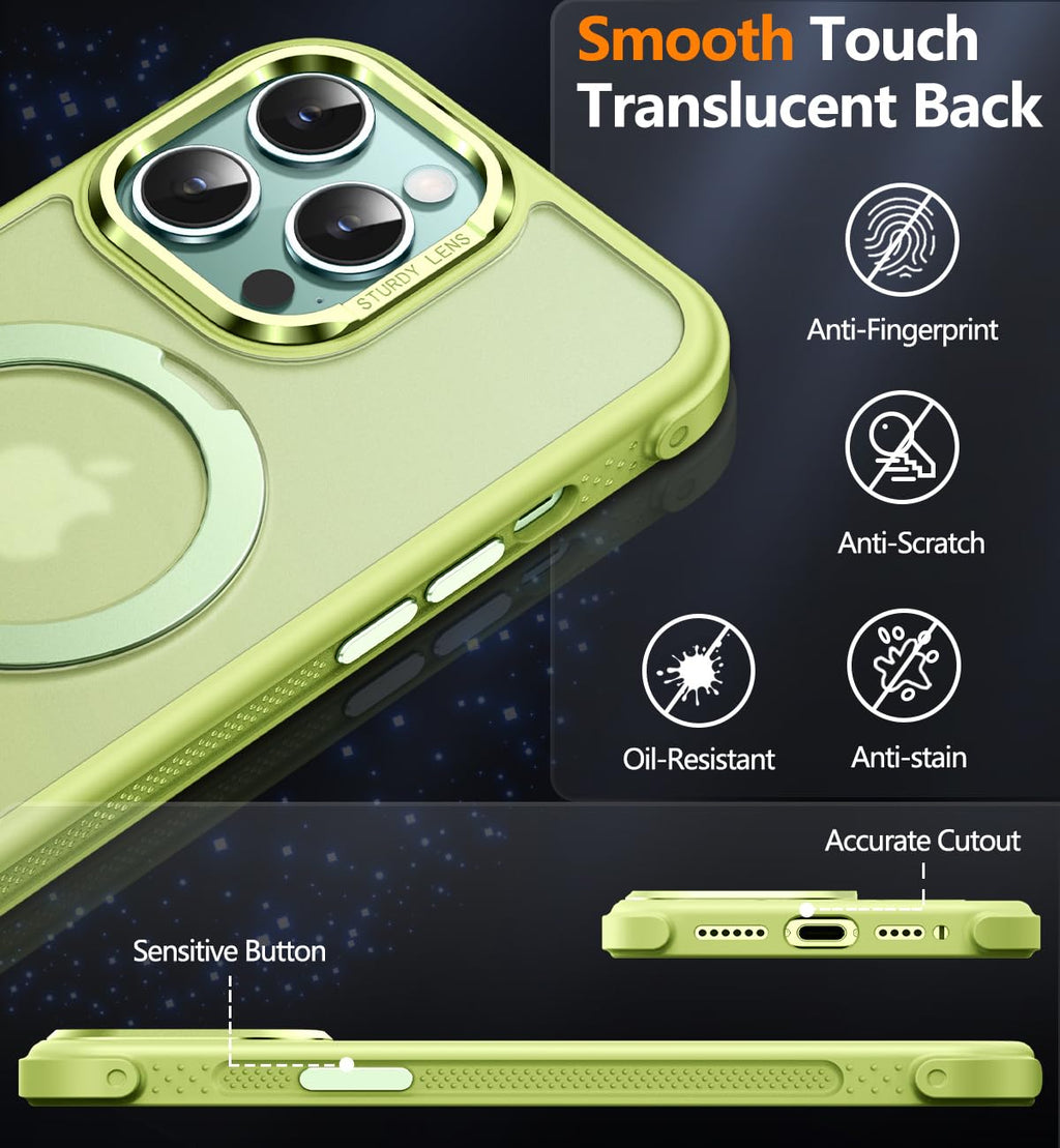 Reukdnv [Invisible 360° Spin Stand Magnetic Ring for iPhone 16 Pro Case [Compatible with MagSafe][Translucent Matte Back] Military Drop Protection Shockproof Cover with Kickstand 6.3", Deep Blue