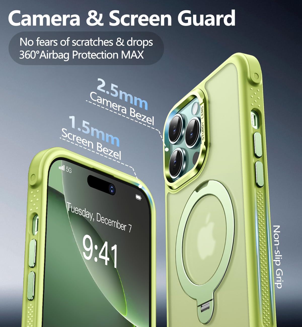 Reukdnv [Invisible 360° Spin Stand Magnetic Ring for iPhone 16 Pro Case [Compatible with MagSafe][Translucent Matte Back] Military Drop Protection Shockproof Cover with Kickstand 6.3", Deep Blue