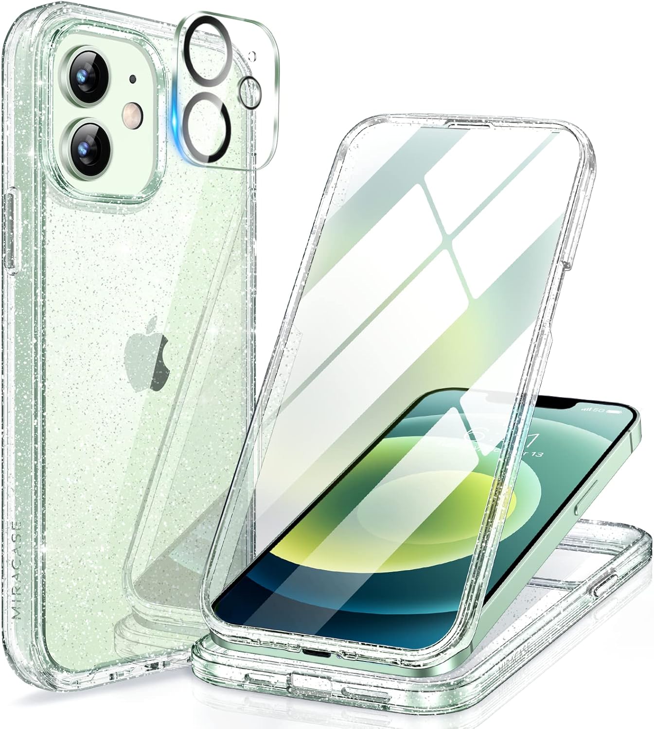 Miracase for iPhone 16 Case 6.1'', Full-Body Bumper Phone case with Built-in Full Glass Screen &Camera Control,No Gap,Compatible with MagSafe,Drop Proof 16 Cover,Black