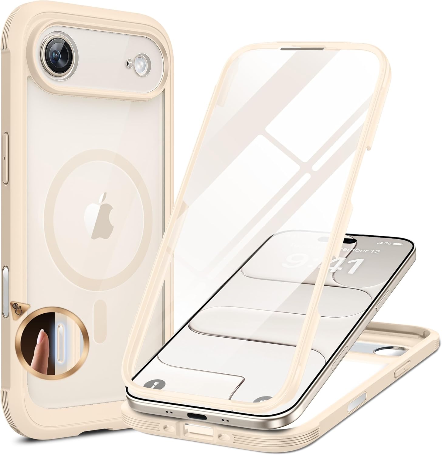 Miracase for iPhone 16 Case 6.1'', Full-Body Bumper Phone case with Built-in Full Glass Screen &Camera Control,No Gap,Compatible with MagSafe,Drop Proof 16 Cover,Black
