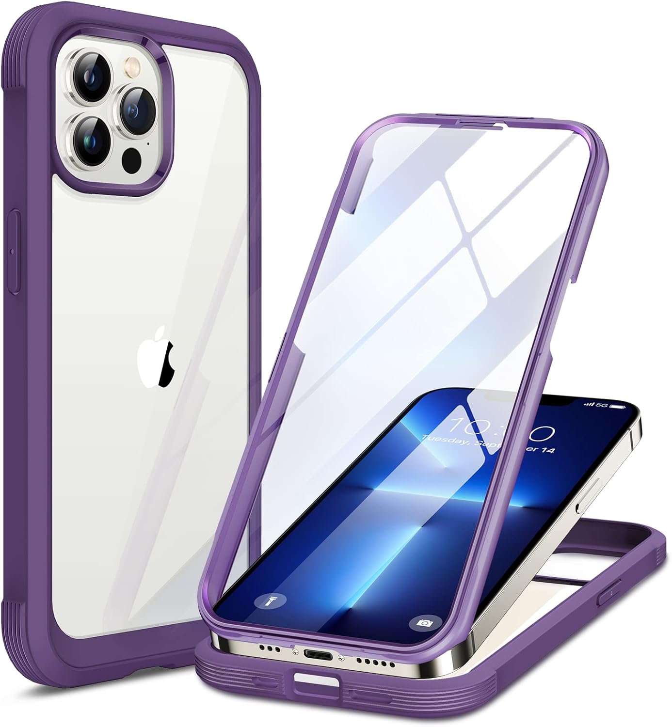 Miracase for iPhone 16 Case 6.1'', Full-Body Bumper Phone case with Built-in Full Glass Screen &Camera Control,No Gap,Compatible with MagSafe,Drop Proof 16 Cover,Black