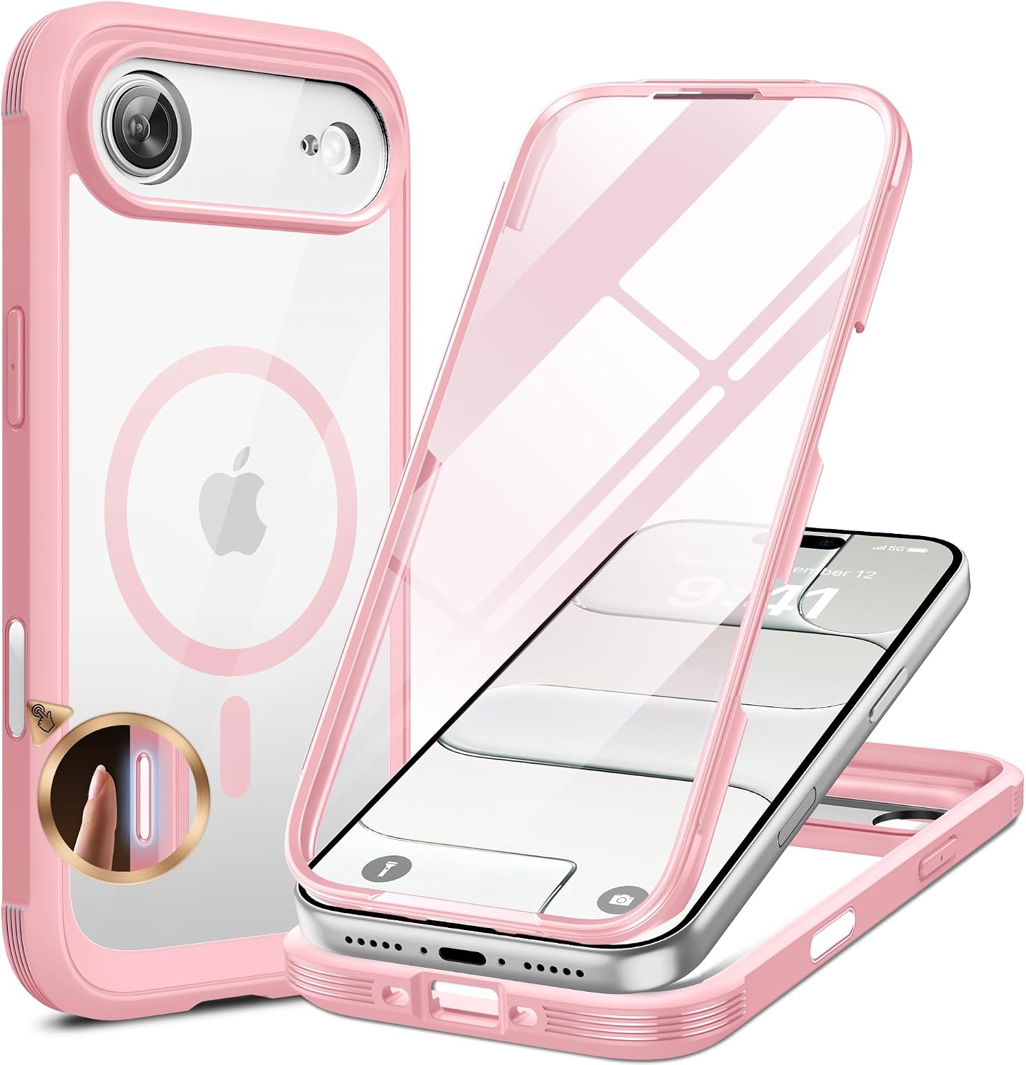 Miracase for iPhone 16 Case 6.1'', Full-Body Bumper Phone case with Built-in Full Glass Screen &Camera Control,No Gap,Compatible with MagSafe,Drop Proof 16 Cover,Black