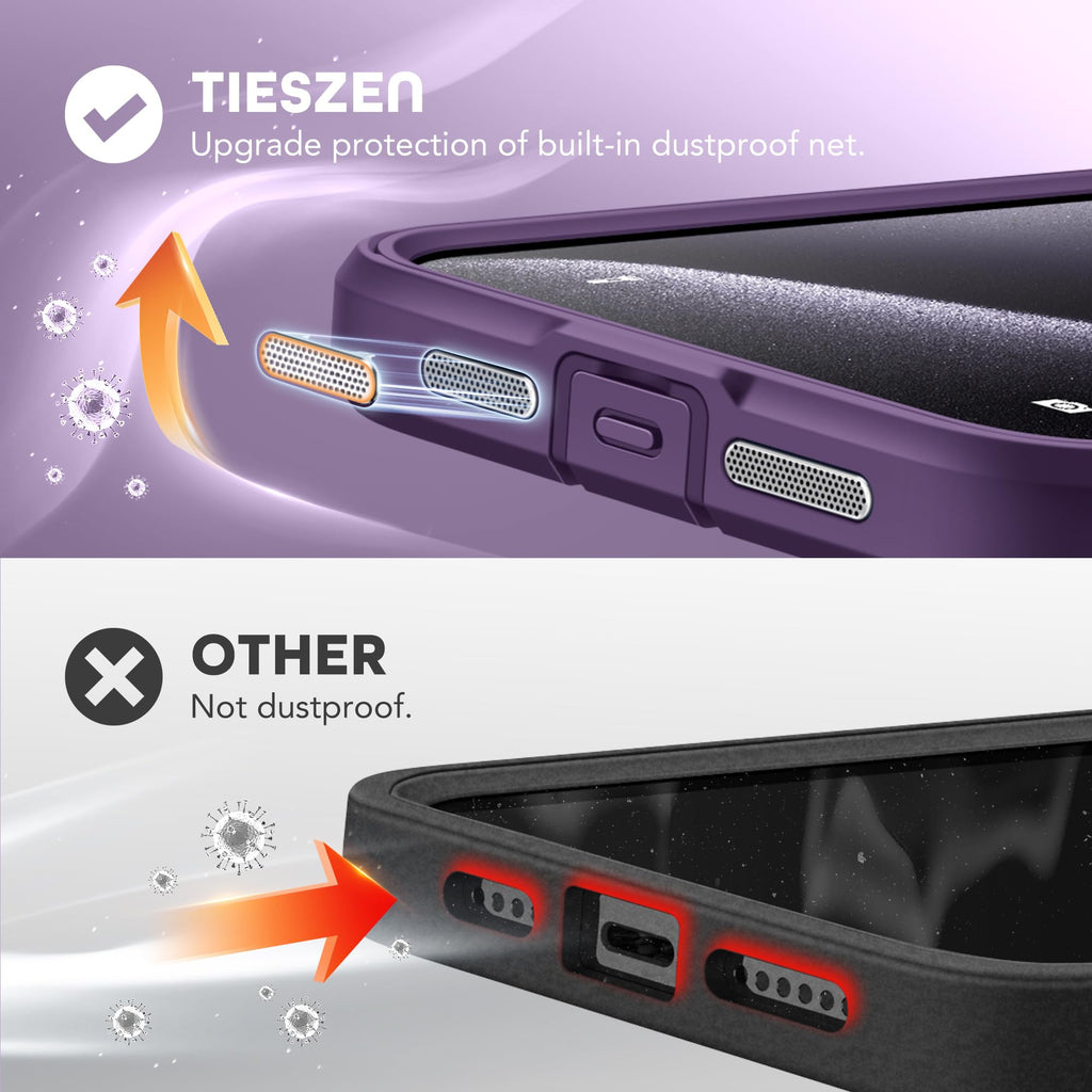 TIESZEN for iPhone 15 Case, Compatible with MagSafe, Built-in Privacy Screen Protector and Camera Protection, Anti Spy Full Body Dustproof Shockproof Hard Phone Case 6.1", Black