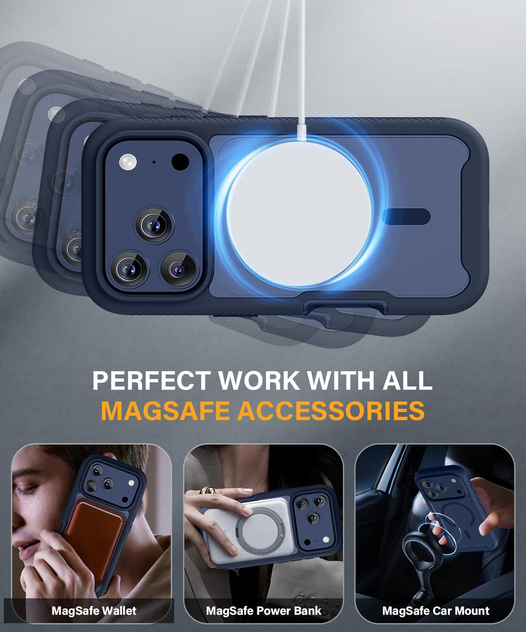 Magnetic for iPhone 15 Case with Built-in Sensitive Screen Protector, Full-Body Dual Front & Back Protective Phone Case [Compatible with MagSafe] Drop Proof 15 Cover 6.1 Inch, Black