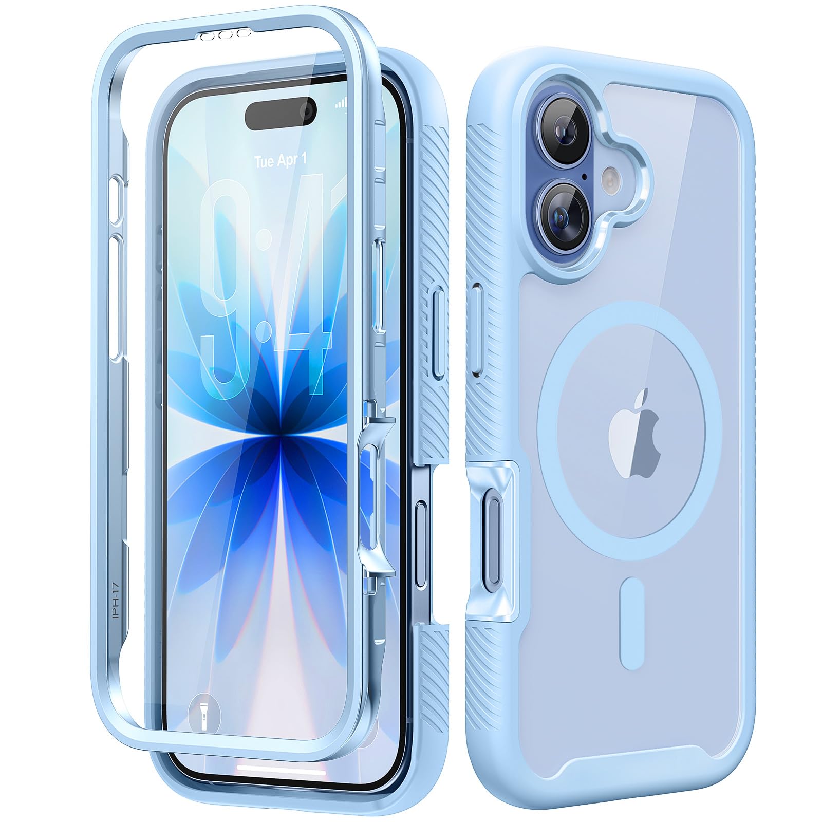 Magnetic for iPhone 15 Case with Built-in Sensitive Screen Protector, Full-Body Dual Front & Back Protective Phone Case [Compatible with MagSafe] Drop Proof 15 Cover 6.1 Inch, Black