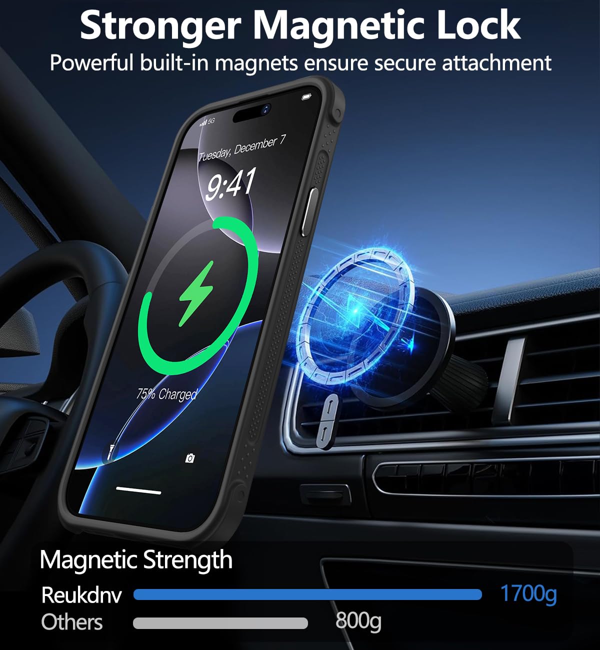 Reukdnv [Invisible 360° Spin Stand Magnetic Ring for iPhone 16 Pro Case [Compatible with MagSafe][Translucent Matte Back] Military Drop Protection Shockproof Cover with Kickstand 6.3", Deep Blue