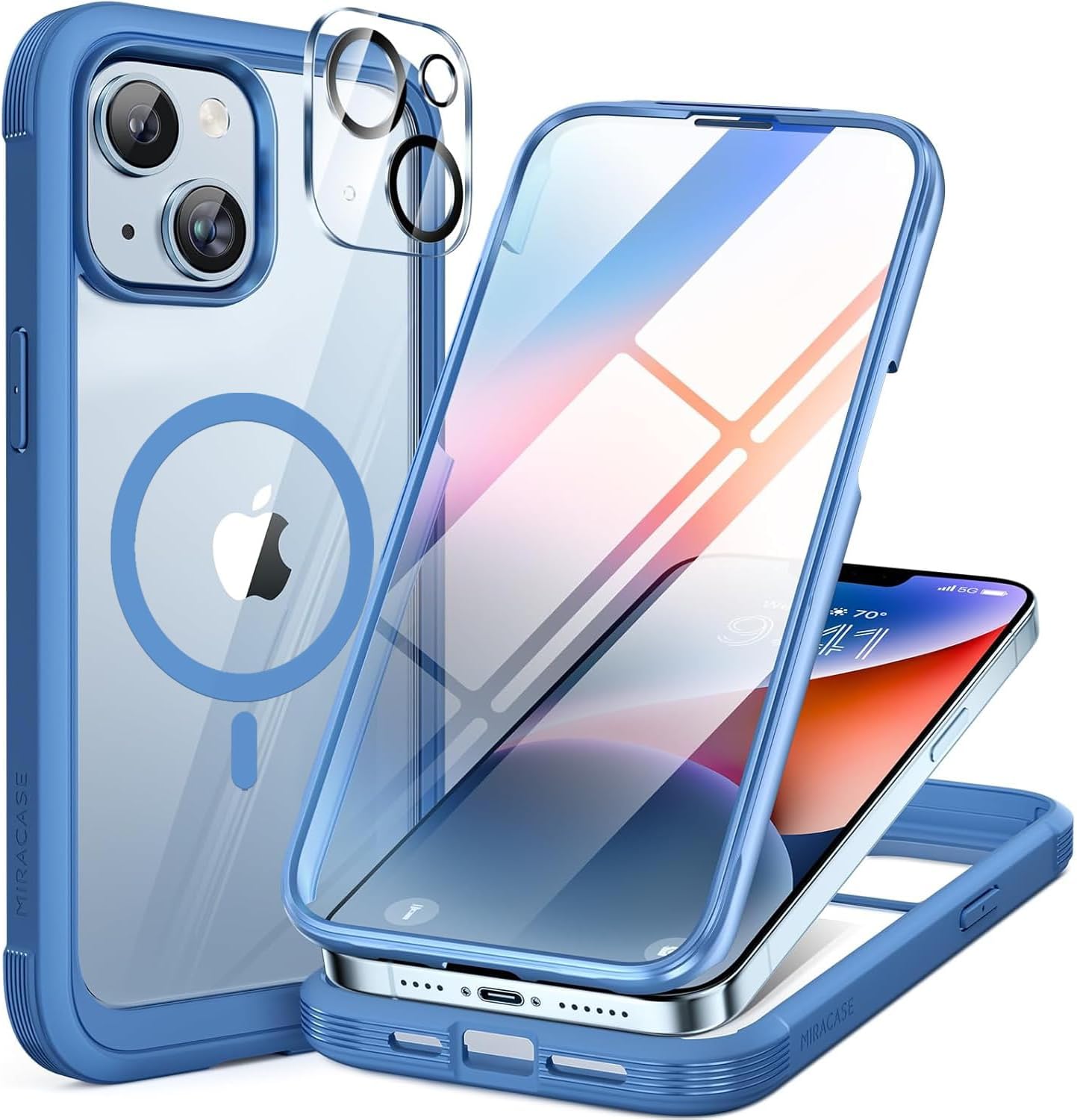 Miracase for iPhone 16 Case 6.1'', Full-Body Bumper Phone case with Built-in Full Glass Screen &Camera Control,No Gap,Compatible with MagSafe,Drop Proof 16 Cover,Black