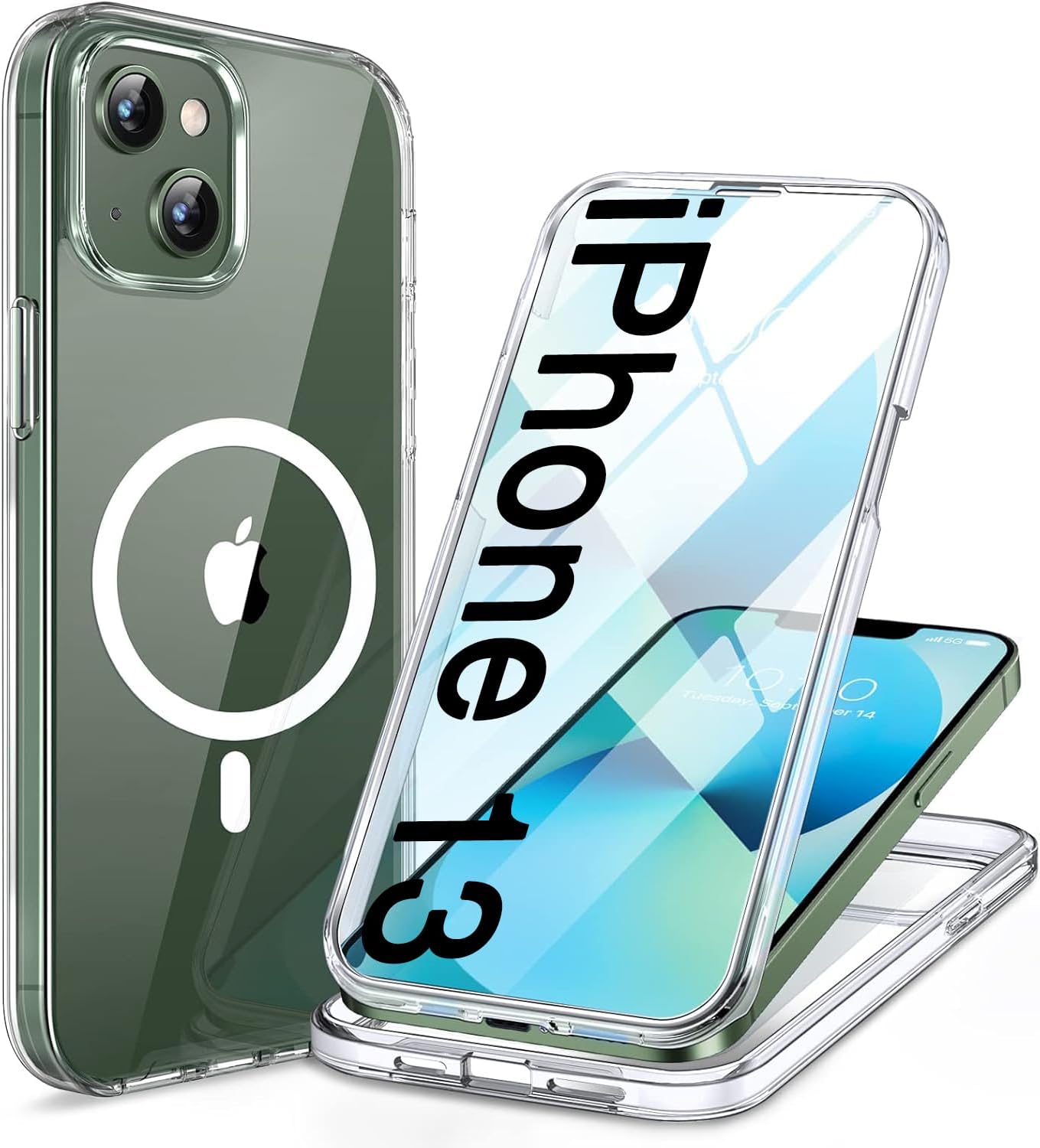 Miracase for iPhone 16 Case 6.1'', Full-Body Bumper Phone case with Built-in Full Glass Screen &Camera Control,No Gap,Compatible with MagSafe,Drop Proof 16 Cover,Black