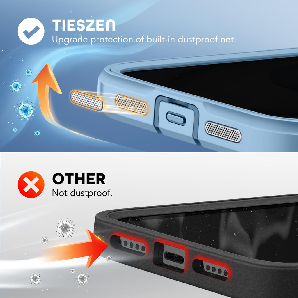 TIESZEN for iPhone 15 Case, Compatible with MagSafe, Built-in Privacy Screen Protector and Camera Protection, Anti Spy Full Body Dustproof Shockproof Hard Phone Case 6.1", Black
