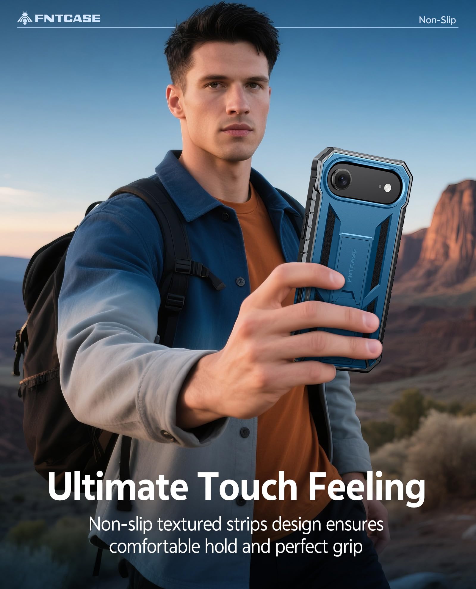 FNTCASE for iPhone 17e Phone Case: for iPhone 16e Case Military Grade Rugged Case with Kickstand & Holster | Shockproof TPU Protection Bumper Matte Textured Design | Heavy Duty Protector Black