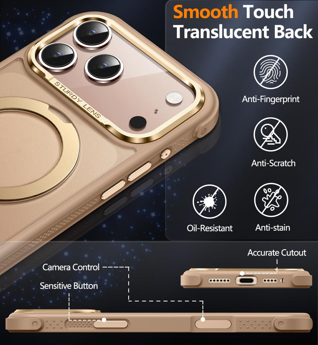Reukdnv [Invisible 360° Spin Stand Magnetic Ring for iPhone 16 Pro Case [Compatible with MagSafe][Translucent Matte Back] Military Drop Protection Shockproof Cover with Kickstand 6.3", Deep Blue