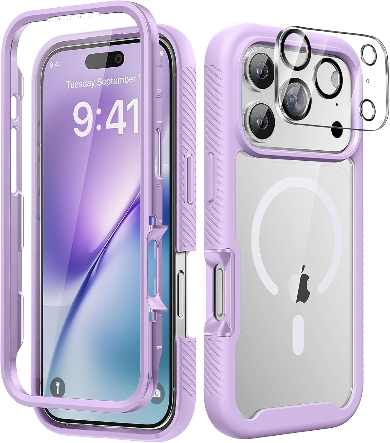 Magnetic for iPhone 15 Case with Built-in Sensitive Screen Protector, Full-Body Dual Front & Back Protective Phone Case [Compatible with MagSafe] Drop Proof 15 Cover 6.1 Inch, Black