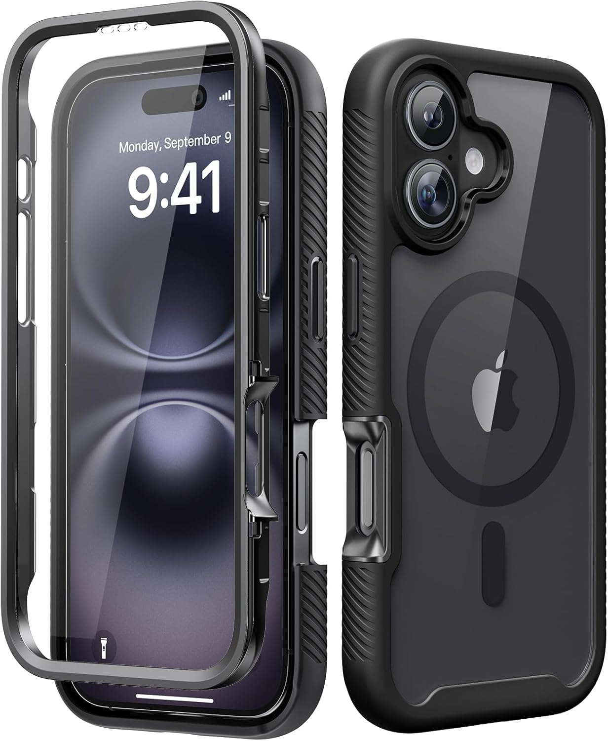 Magnetic for iPhone 15 Case with Built-in Sensitive Screen Protector, Full-Body Dual Front & Back Protective Phone Case [Compatible with MagSafe] Drop Proof 15 Cover 6.1 Inch, Black
