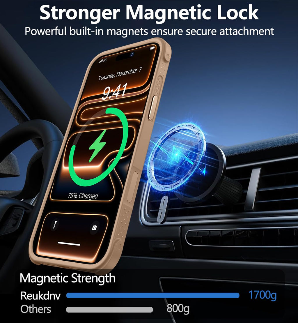 Reukdnv [Invisible 360° Spin Stand Magnetic Ring for iPhone 16 Pro Case [Compatible with MagSafe][Translucent Matte Back] Military Drop Protection Shockproof Cover with Kickstand 6.3", Deep Blue