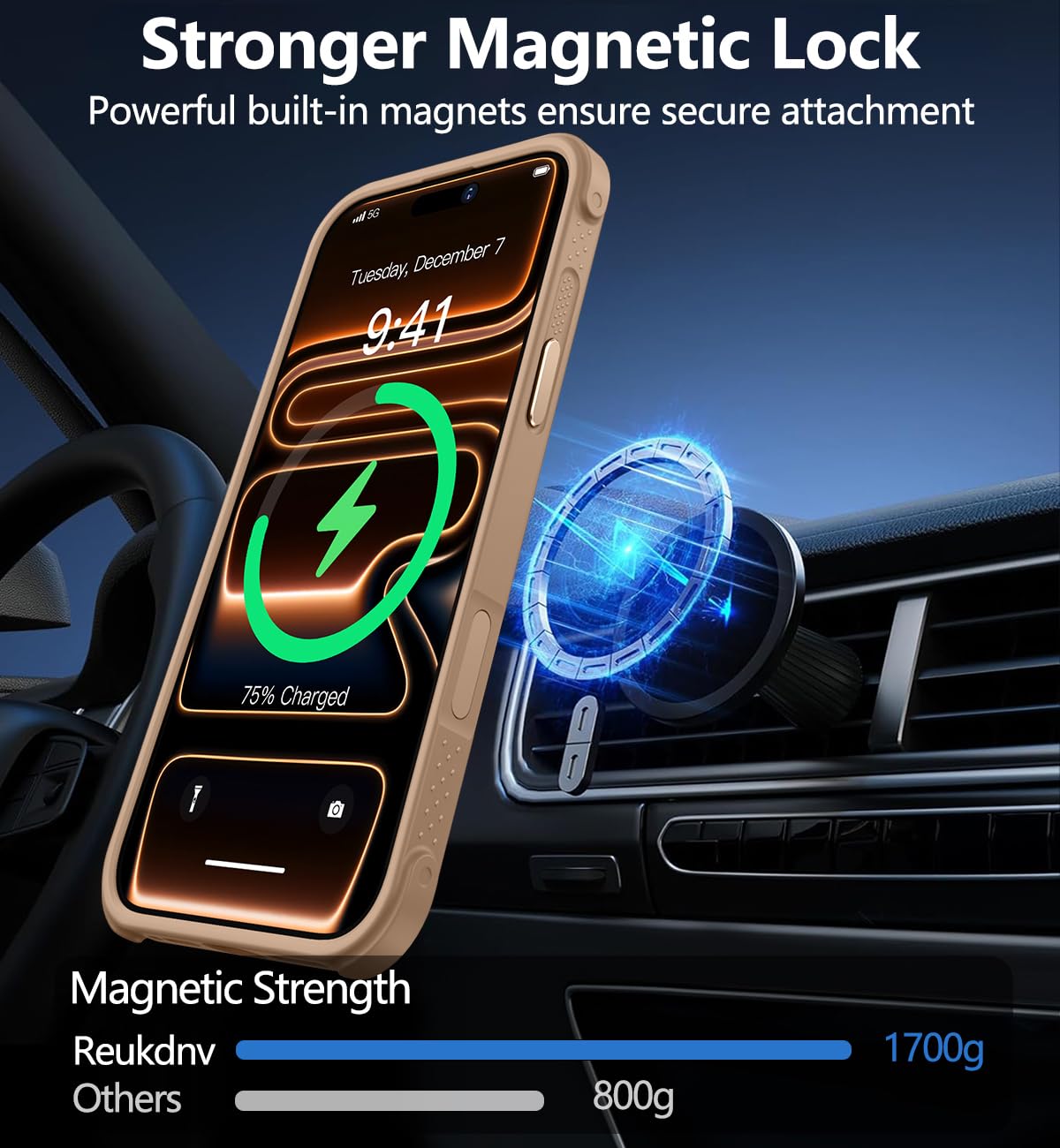 Reukdnv [Invisible 360° Spin Stand Magnetic Ring for iPhone 16 Pro Case [Compatible with MagSafe][Translucent Matte Back] Military Drop Protection Shockproof Cover with Kickstand 6.3", Deep Blue