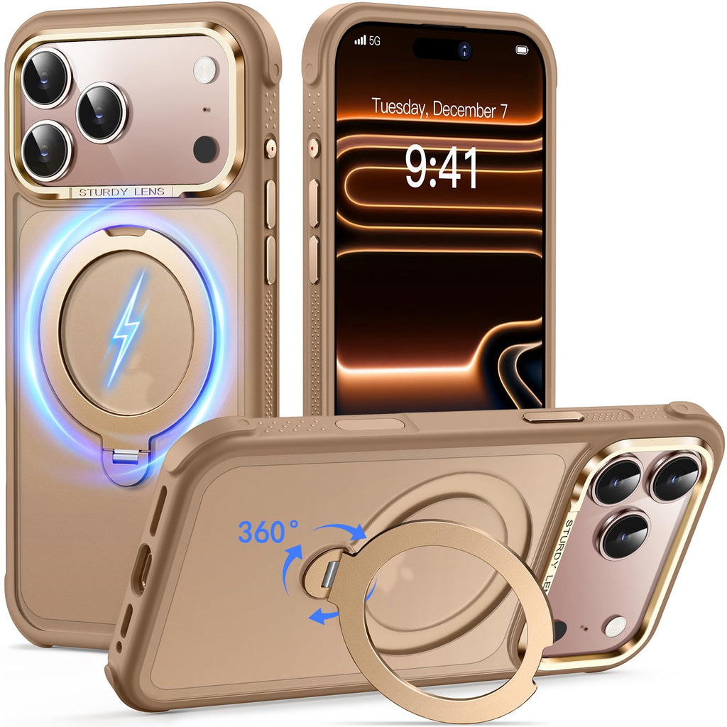 Reukdnv [Invisible 360° Spin Stand Magnetic Ring for iPhone 16 Pro Case [Compatible with MagSafe][Translucent Matte Back] Military Drop Protection Shockproof Cover with Kickstand 6.3", Deep Blue