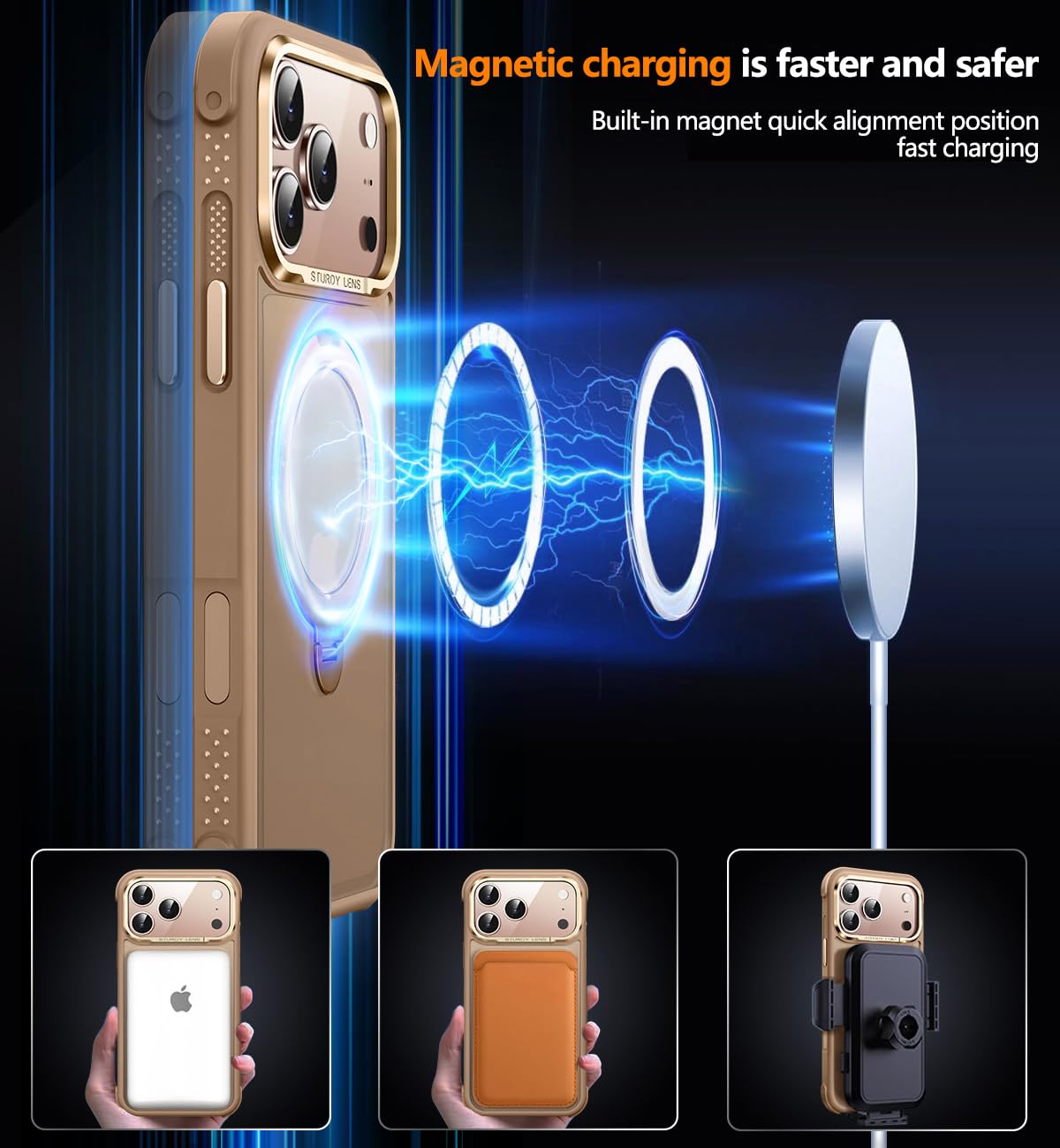 Reukdnv [Invisible 360° Spin Stand Magnetic Ring for iPhone 16 Pro Case [Compatible with MagSafe][Translucent Matte Back] Military Drop Protection Shockproof Cover with Kickstand 6.3", Deep Blue