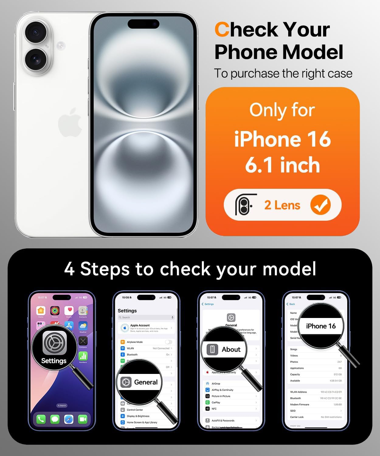 Magnetic for iPhone 15 Case with Built-in Sensitive Screen Protector, Full-Body Dual Front & Back Protective Phone Case [Compatible with MagSafe] Drop Proof 15 Cover 6.1 Inch, Black