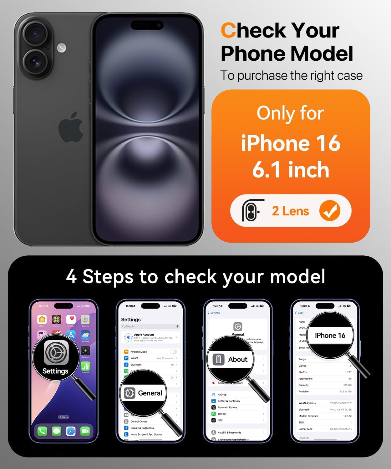 Magnetic for iPhone 15 Case with Built-in Sensitive Screen Protector, Full-Body Dual Front & Back Protective Phone Case [Compatible with MagSafe] Drop Proof 15 Cover 6.1 Inch, Black