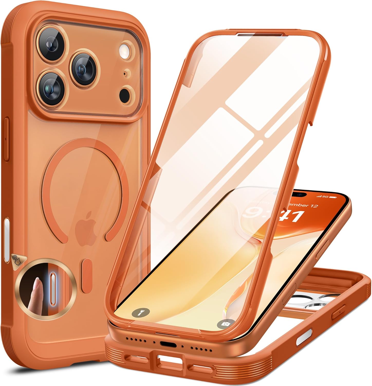 Miracase for iPhone 16 Case 6.1'', Full-Body Bumper Phone case with Built-in Full Glass Screen &Camera Control,No Gap,Compatible with MagSafe,Drop Proof 16 Cover,Black