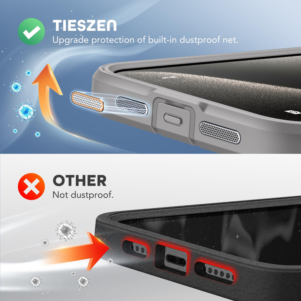 TIESZEN for iPhone 15 Case, Compatible with MagSafe, Built-in Privacy Screen Protector and Camera Protection, Anti Spy Full Body Dustproof Shockproof Hard Phone Case 6.1", Black