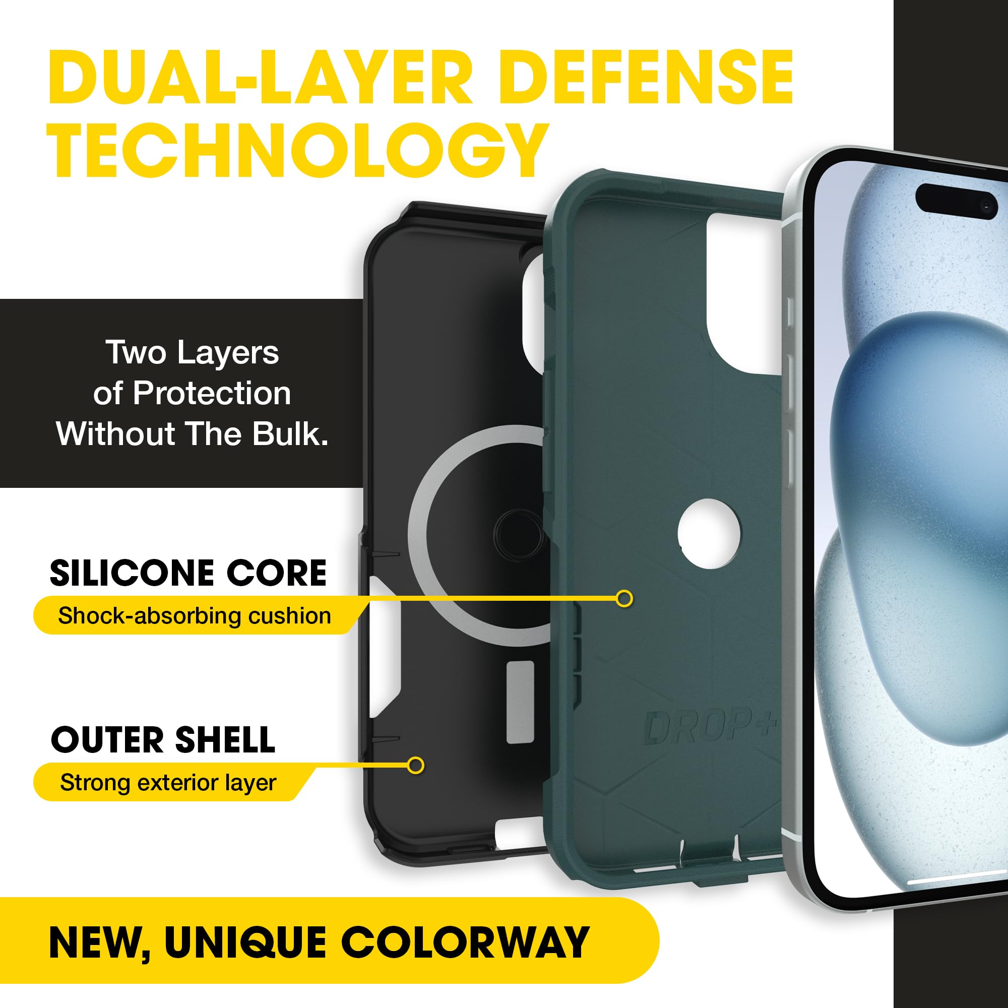 OtterBox iPhone 17e, 16e, 15, 14, & 13 Commuter Series Case - Black, Slim & Tough, Pocket-Friendly, with Port Protection