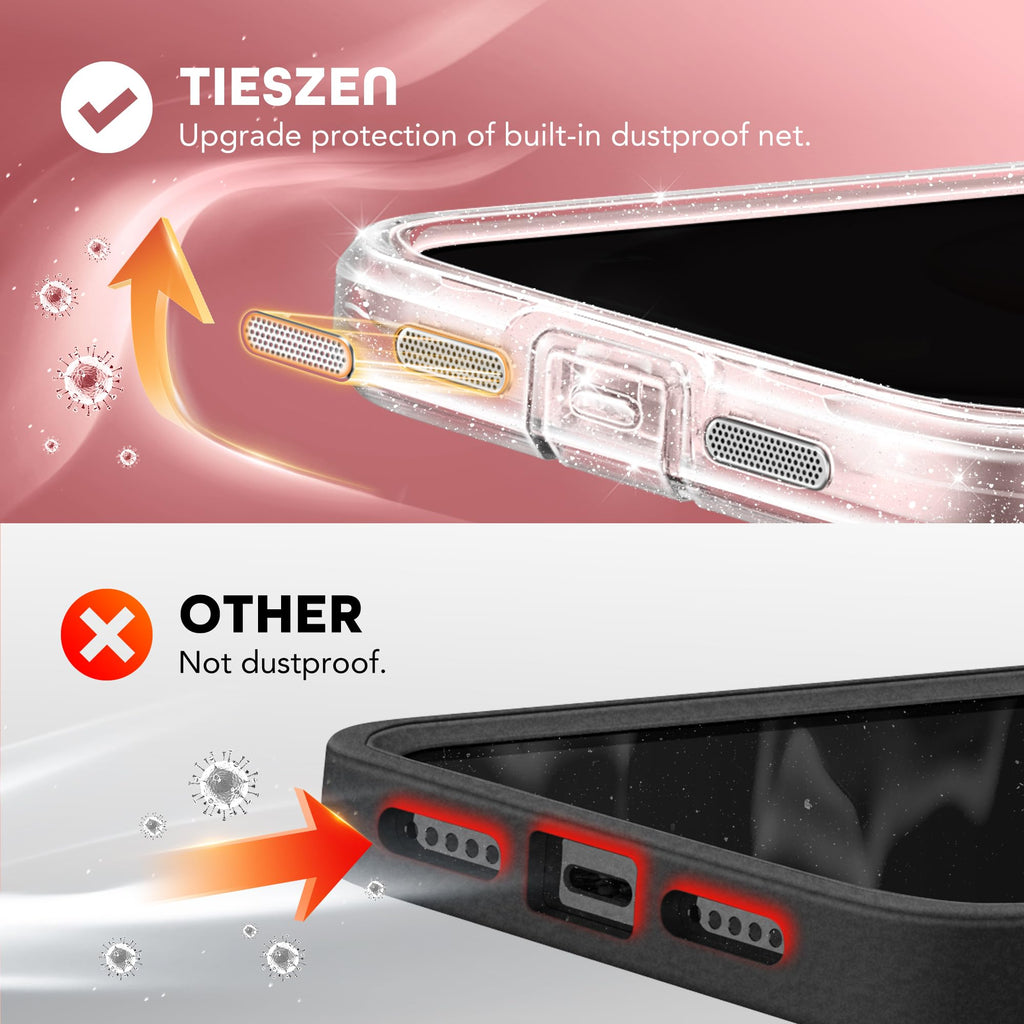 TIESZEN for iPhone 15 Case, Compatible with MagSafe, Built-in Privacy Screen Protector and Camera Protection, Anti Spy Full Body Dustproof Shockproof Hard Phone Case 6.1", Black