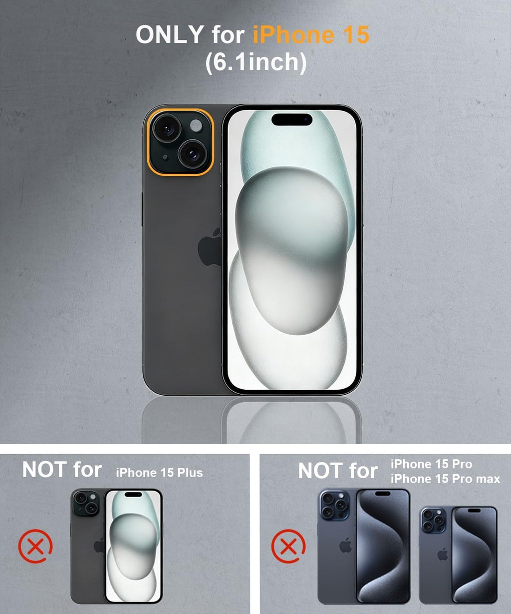 Magnetic for iPhone 15 Case with Built-in Sensitive Screen Protector, Full-Body Dual Front & Back Protective Phone Case [Compatible with MagSafe] Drop Proof 15 Cover 6.1 Inch, Black