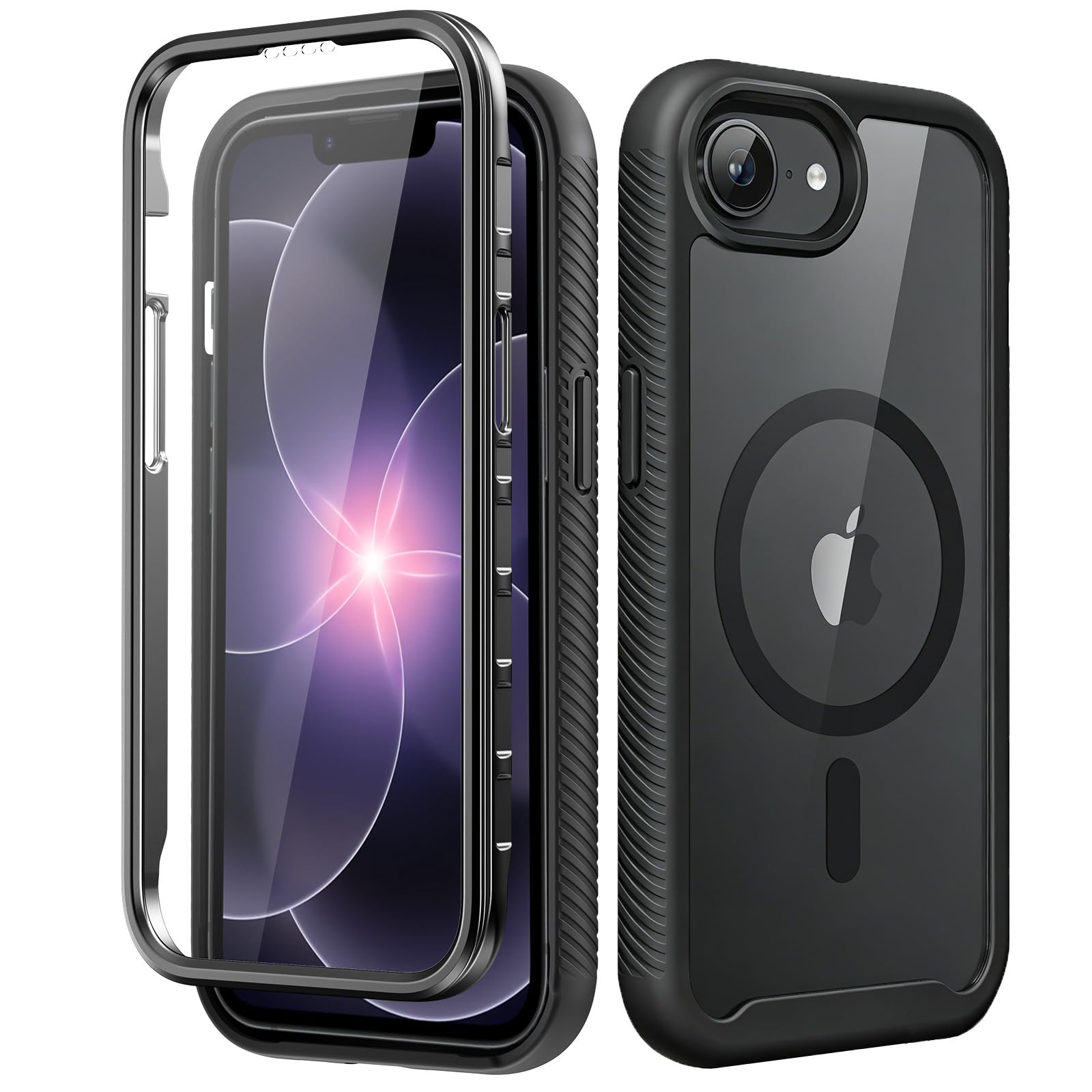Magnetic for iPhone 15 Case with Built-in Sensitive Screen Protector, Full-Body Dual Front & Back Protective Phone Case [Compatible with MagSafe] Drop Proof 15 Cover 6.1 Inch, Black