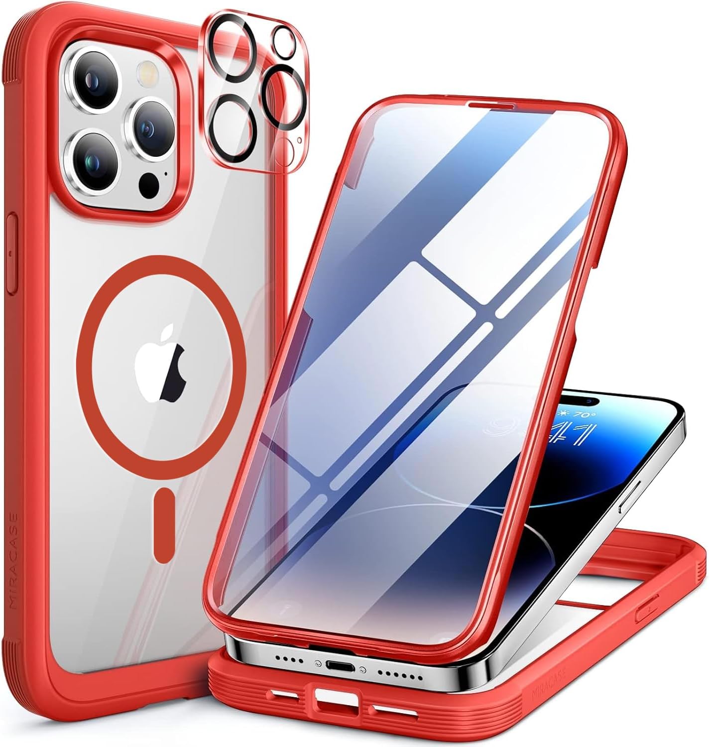Miracase for iPhone 16 Case 6.1'', Full-Body Bumper Phone case with Built-in Full Glass Screen &Camera Control,No Gap,Compatible with MagSafe,Drop Proof 16 Cover,Black