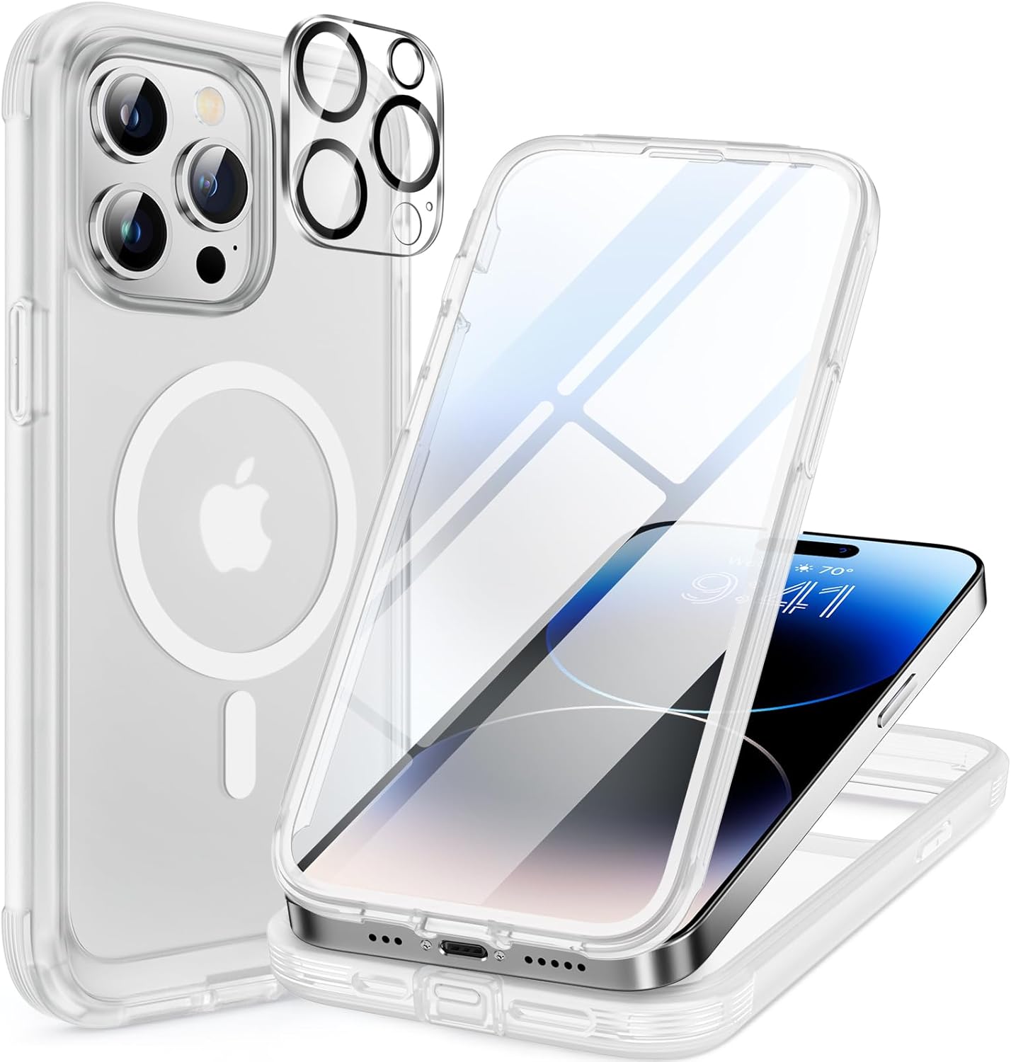 Miracase for iPhone 16 Case 6.1'', Full-Body Bumper Phone case with Built-in Full Glass Screen &Camera Control,No Gap,Compatible with MagSafe,Drop Proof 16 Cover,Black