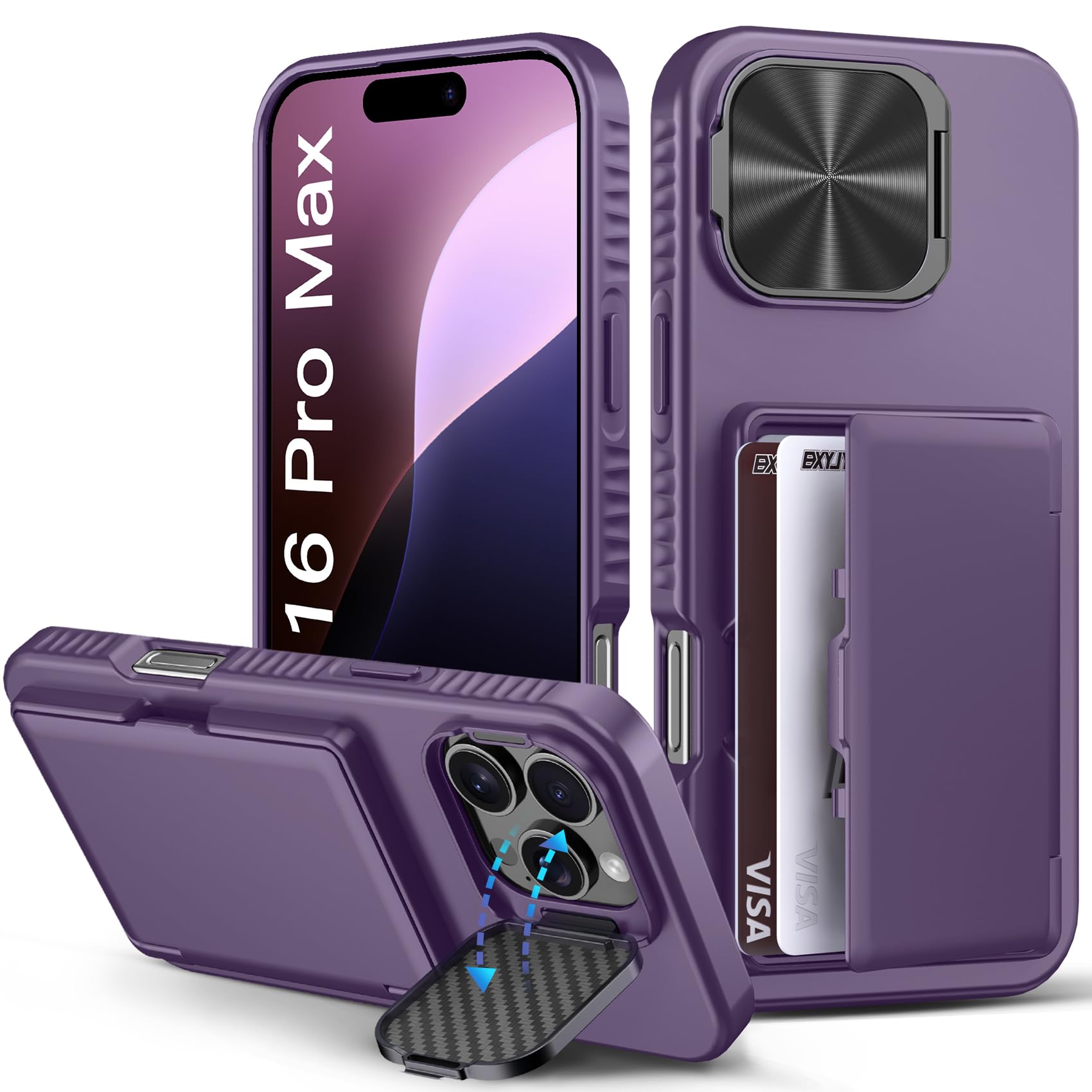 BXYJY for iPhone 15, iPhone 14, iPhone 13 Wallet Case with Card Holder(4-5 Cards), Slide Camera Cover, Military Drop & RFID Protection, Heavy Duty Women Men Phone Case for iPhone 15/14/13, Black