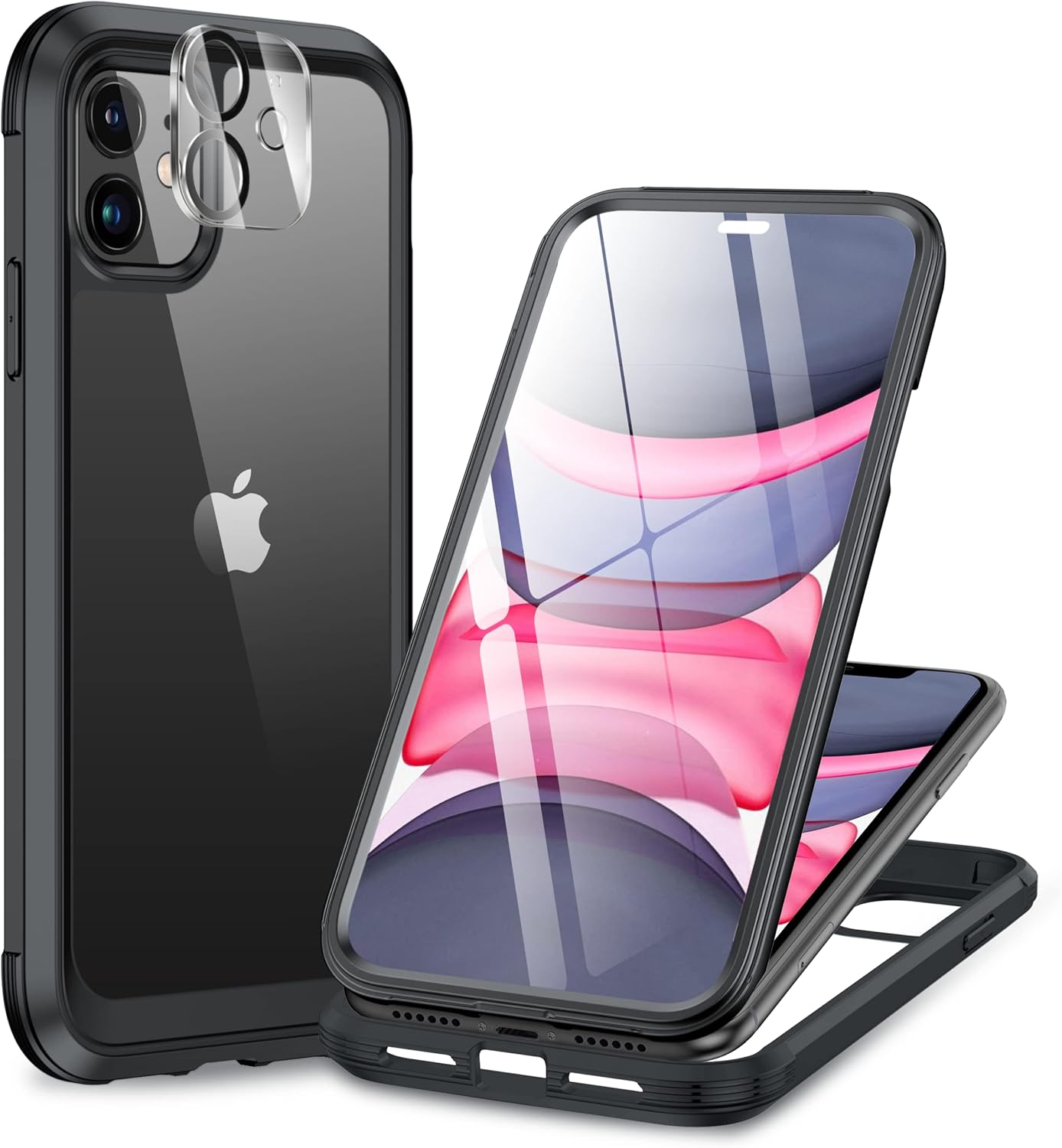 Miracase for iPhone 16 Case 6.1'', Full-Body Bumper Phone case with Built-in Full Glass Screen &Camera Control,No Gap,Compatible with MagSafe,Drop Proof 16 Cover,Black