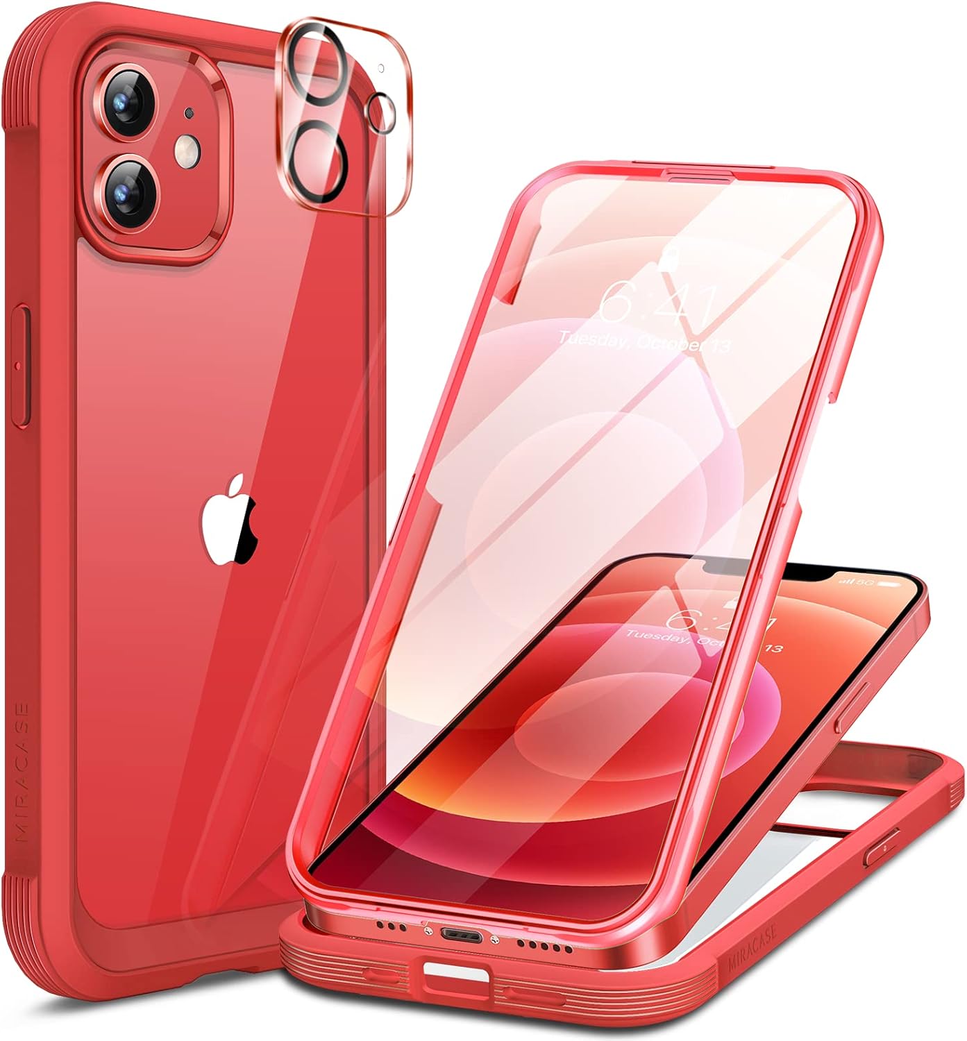 Miracase for iPhone 16 Case 6.1'', Full-Body Bumper Phone case with Built-in Full Glass Screen &Camera Control,No Gap,Compatible with MagSafe,Drop Proof 16 Cover,Black