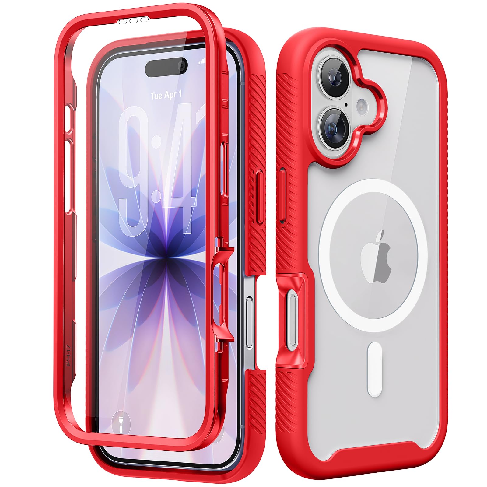 Magnetic for iPhone 15 Case with Built-in Sensitive Screen Protector, Full-Body Dual Front & Back Protective Phone Case [Compatible with MagSafe] Drop Proof 15 Cover 6.1 Inch, Black