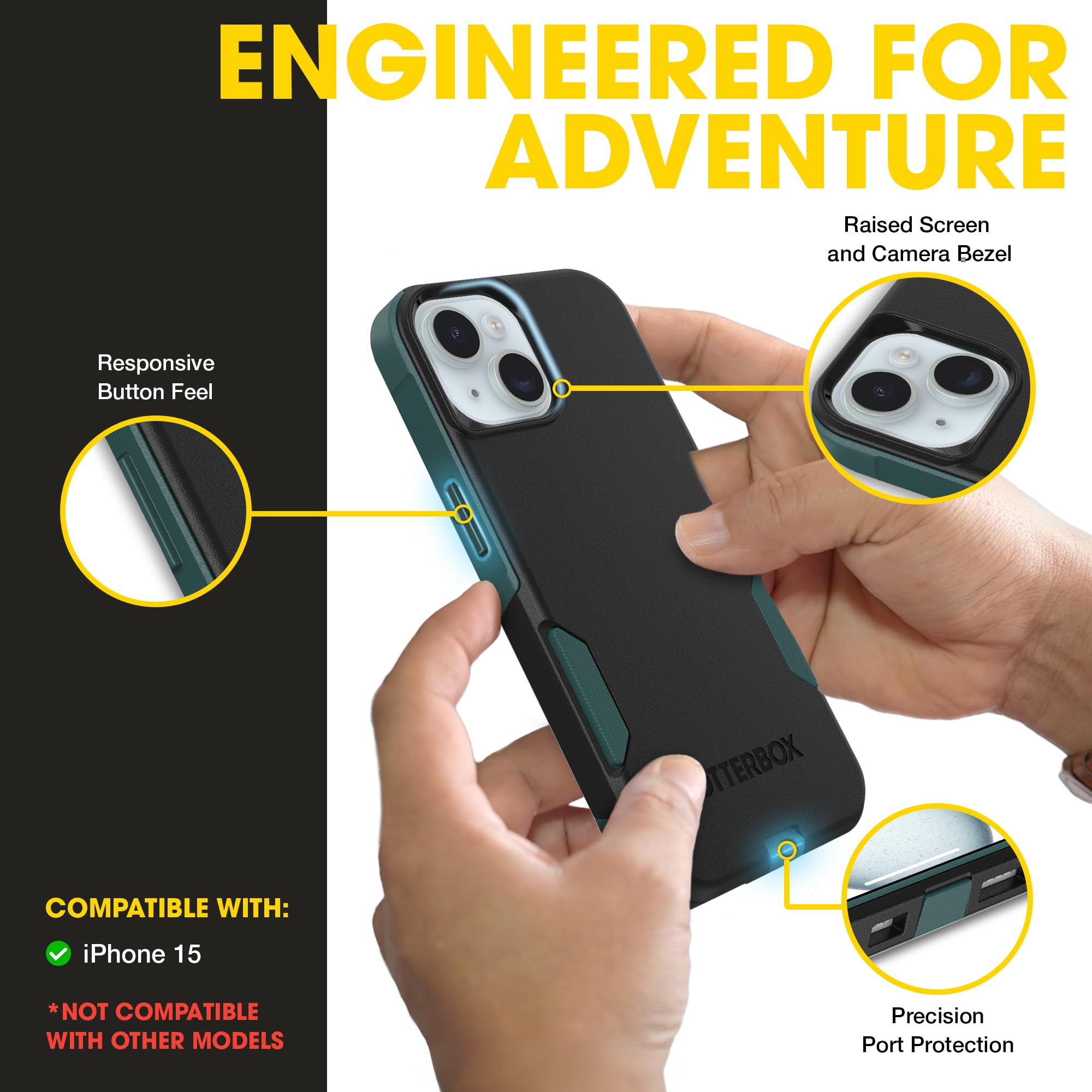 OtterBox iPhone 17e, 16e, 15, 14, & 13 Commuter Series Case - Black, Slim & Tough, Pocket-Friendly, with Port Protection